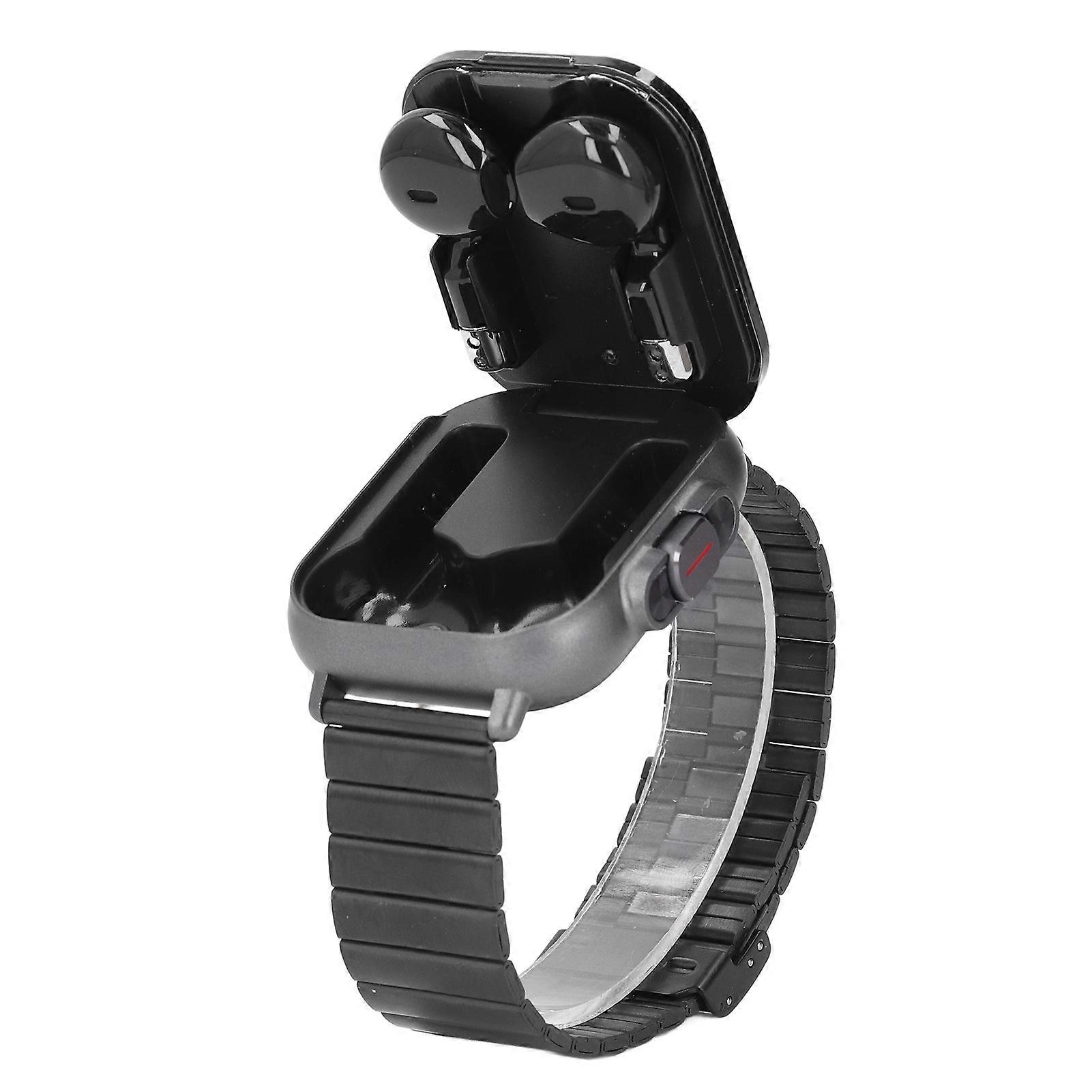 2 in 1 Smart Watch with Earbuds 2.01 Inch HD Touch Screen Bluetooth Call Fitness Tracker Sports Watch for IOS for Android Black Steel 