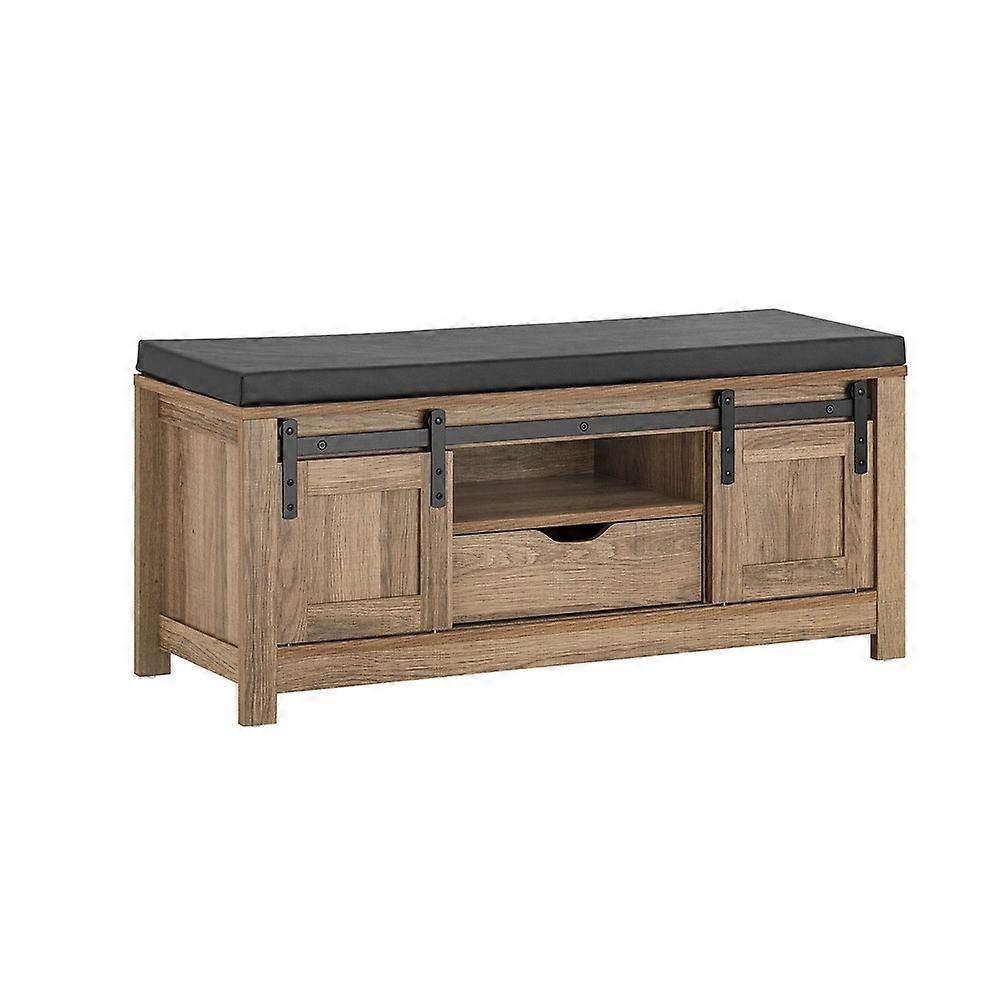 SoBuy FSR118-BR, Scarpiera da corridoio, scarpiera, scarpiera con 2 ante scorrevoli, panca portaoggetti con cuscino di seduta rimovibile per ingres...