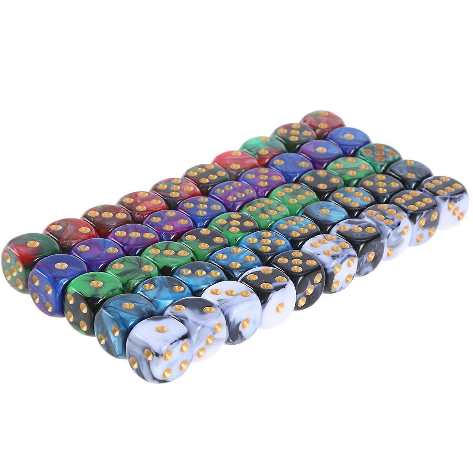 50Pcs Acrylic Double Color Dices Role Playing Table Game Dices Six Sided Dices Round Corner Dices Mahjong Accessories Multicolor