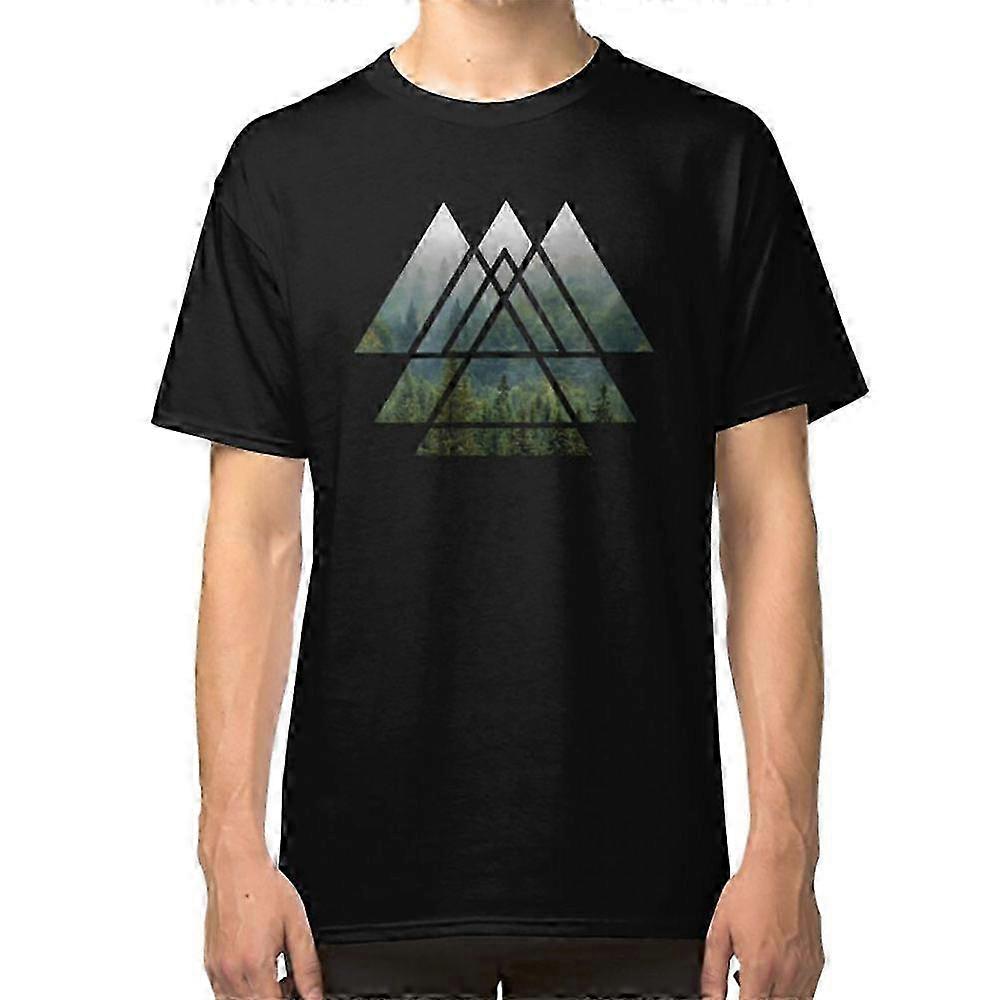 Sacred Geometry Triangles - Misty Forest T-paita