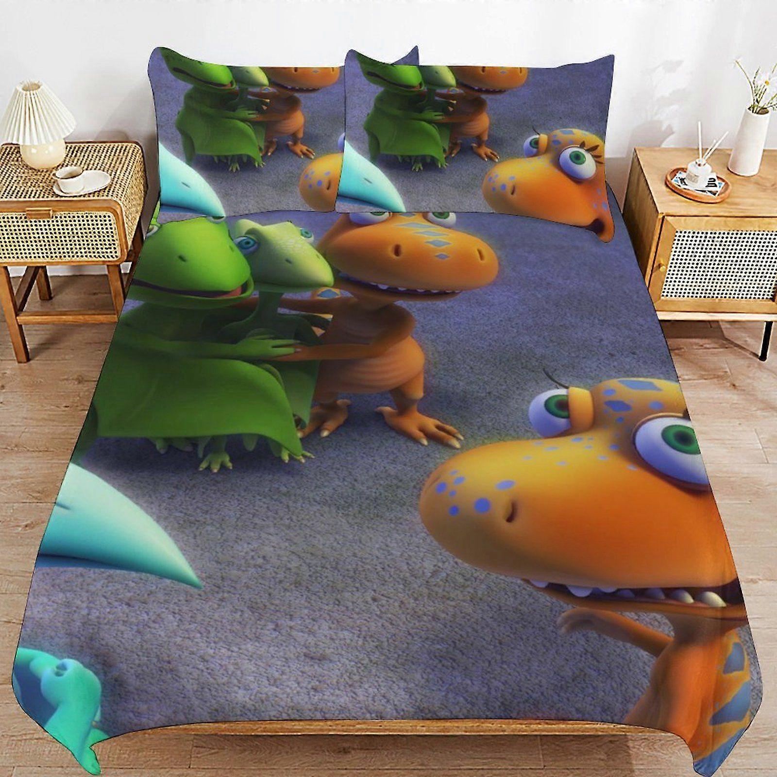 d294 Dinosaur Train Durable Weave Texture Light Structure Easy Fit Sleep Time Duvet Cover Sets for Homes b294