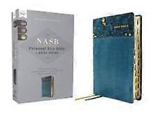 Nasb Personal Size Bible Large Print Leathersoft Teal Red Letter 1995 Text Thumb by Zondervan Leather  fine binding Book