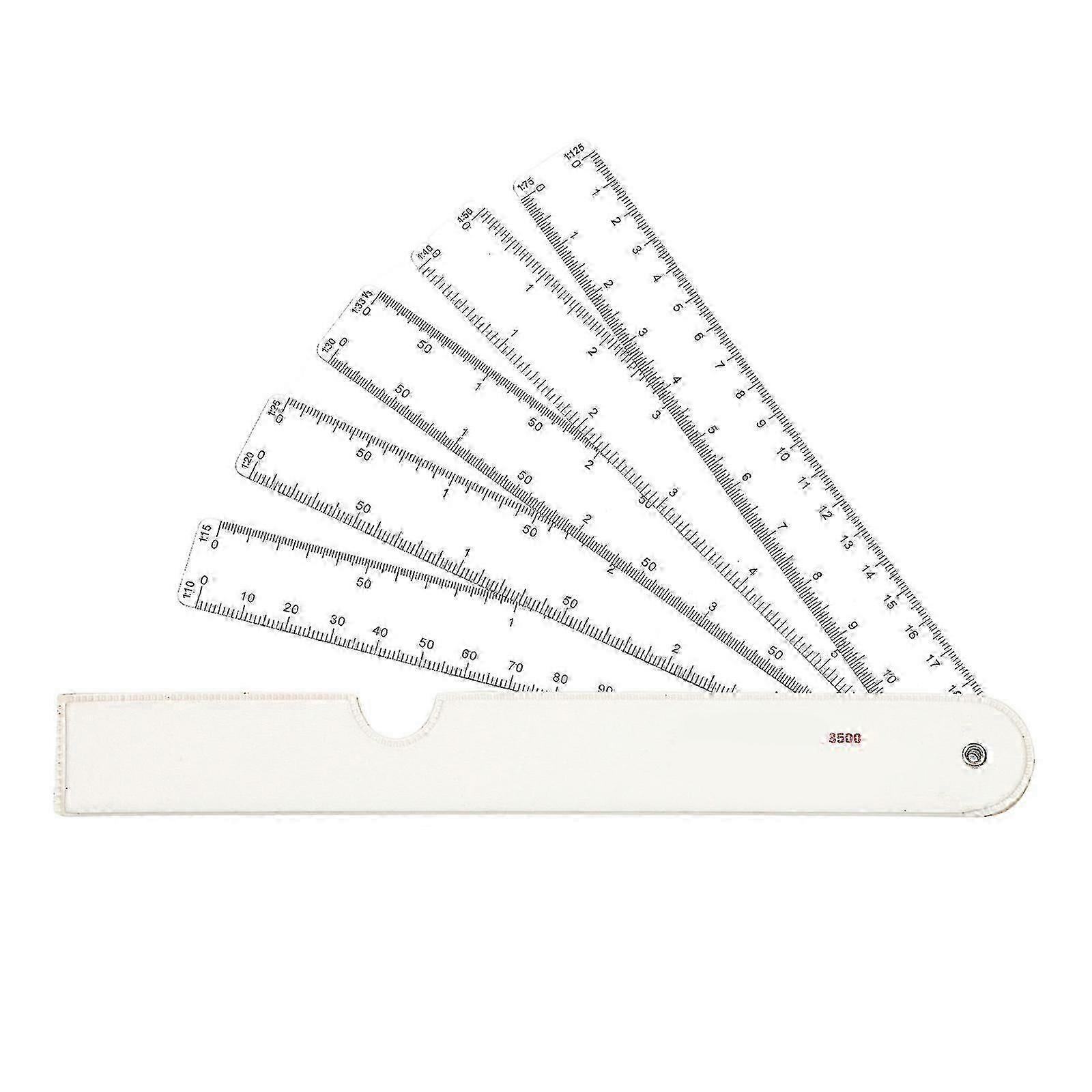 Multi-Purpose Engineering Ruler: Portable, Folding, Fan-Shaped with Ergonomic Handle for Measuring and Drawing Tasks