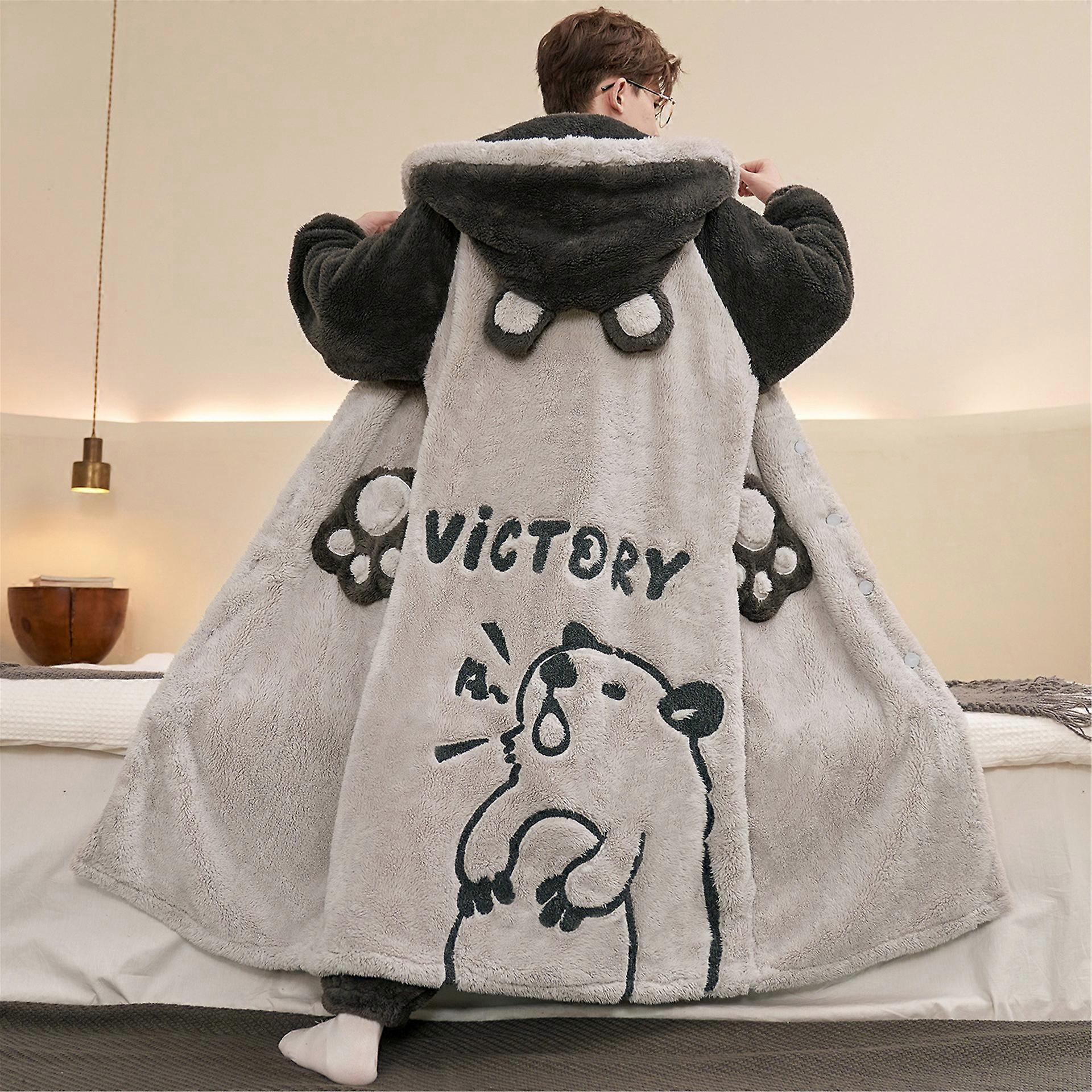 Winternachthemd van dik koraalfleece voor heren