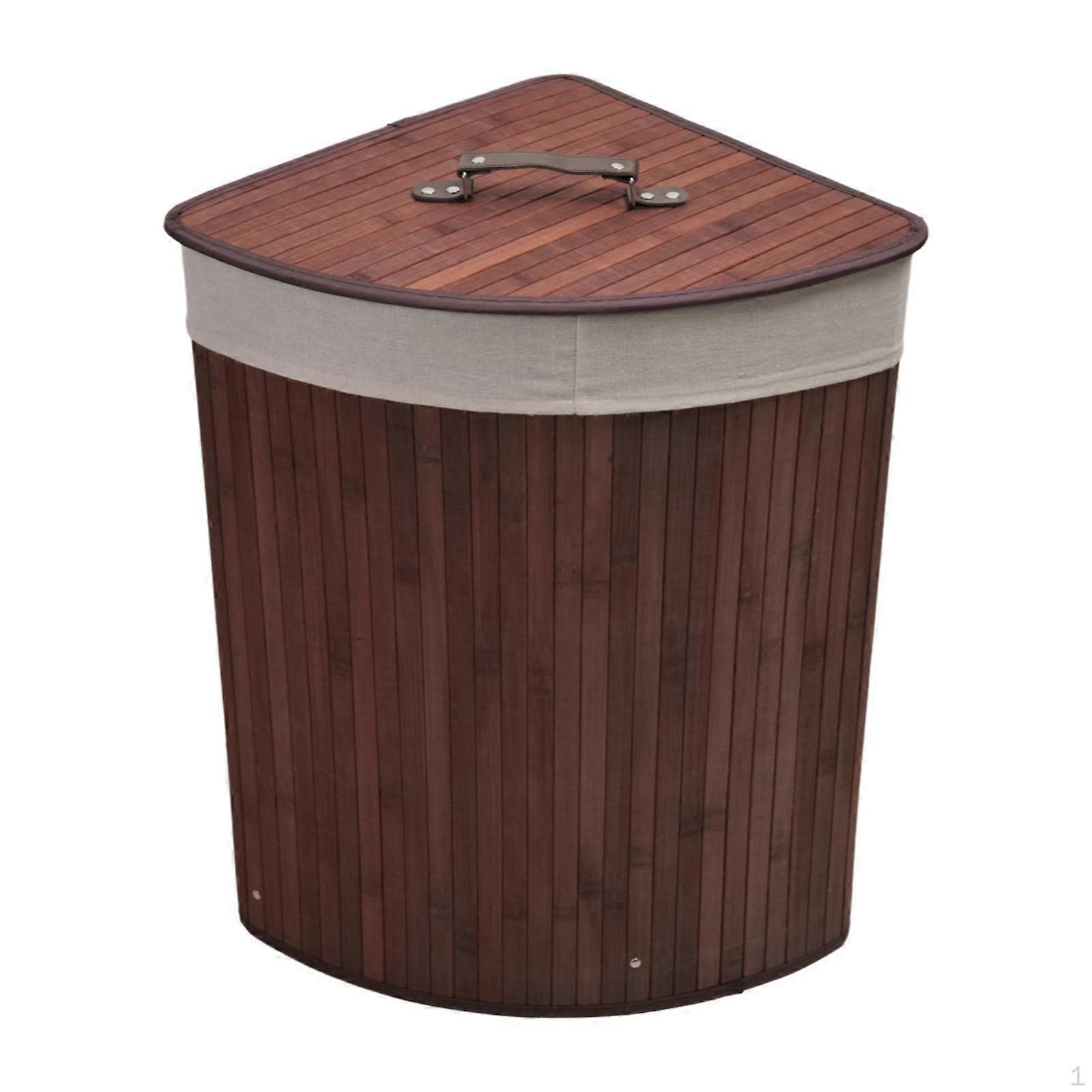 Bamboo Corner Laundry Basket with Removable Insert And Lid, Ideal for Room