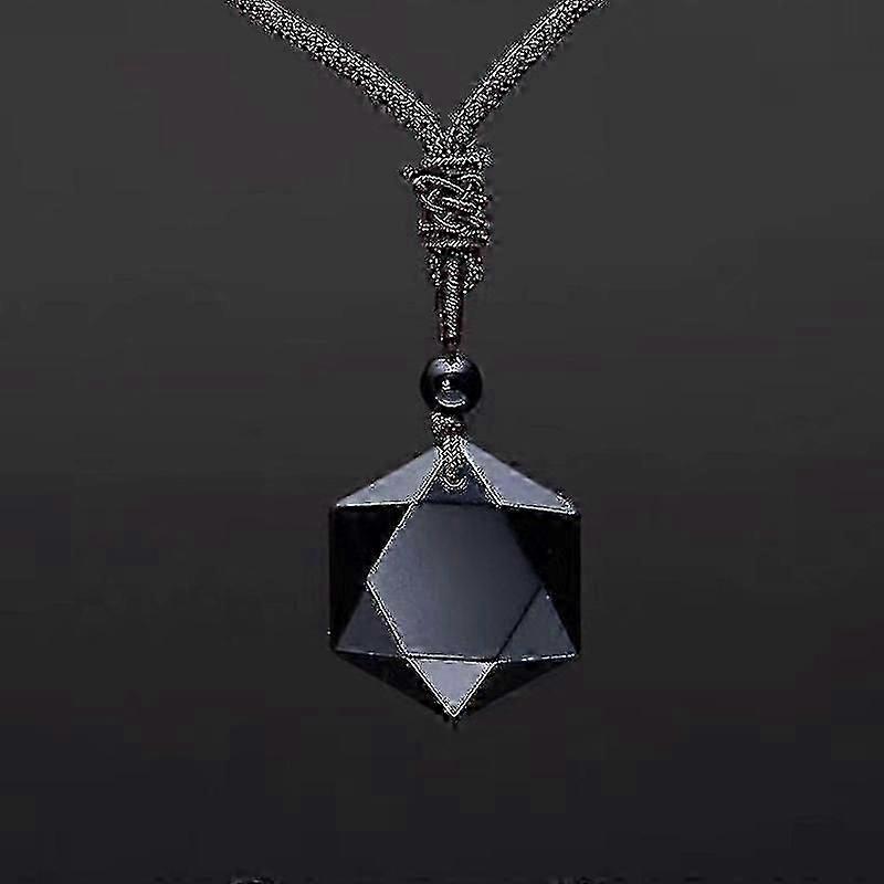 قلادة حجر السج السوداء للحب والحظ - مجوهرات تميمة من الحجر الطبيعي