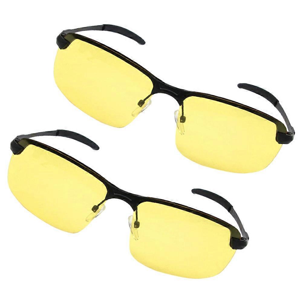 Men Metal Frame Sunglasses Polarized for Night Driving 2Pcs Pack
