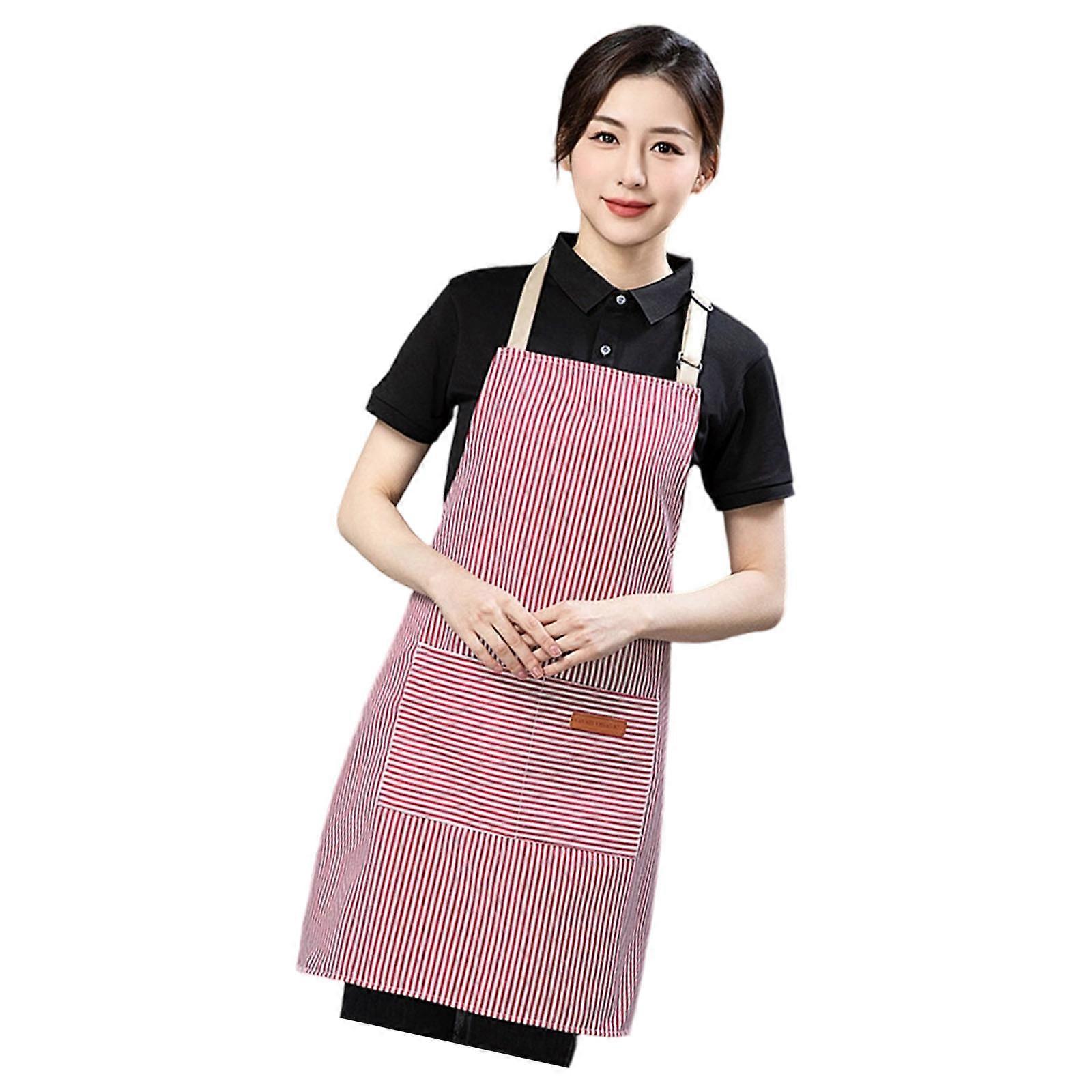 Practical Work Apron Stain Resistant Fabric Adjustable Shoulder Straps Cooking Apron For Chefs Bakery And Home Kitchens  Pink