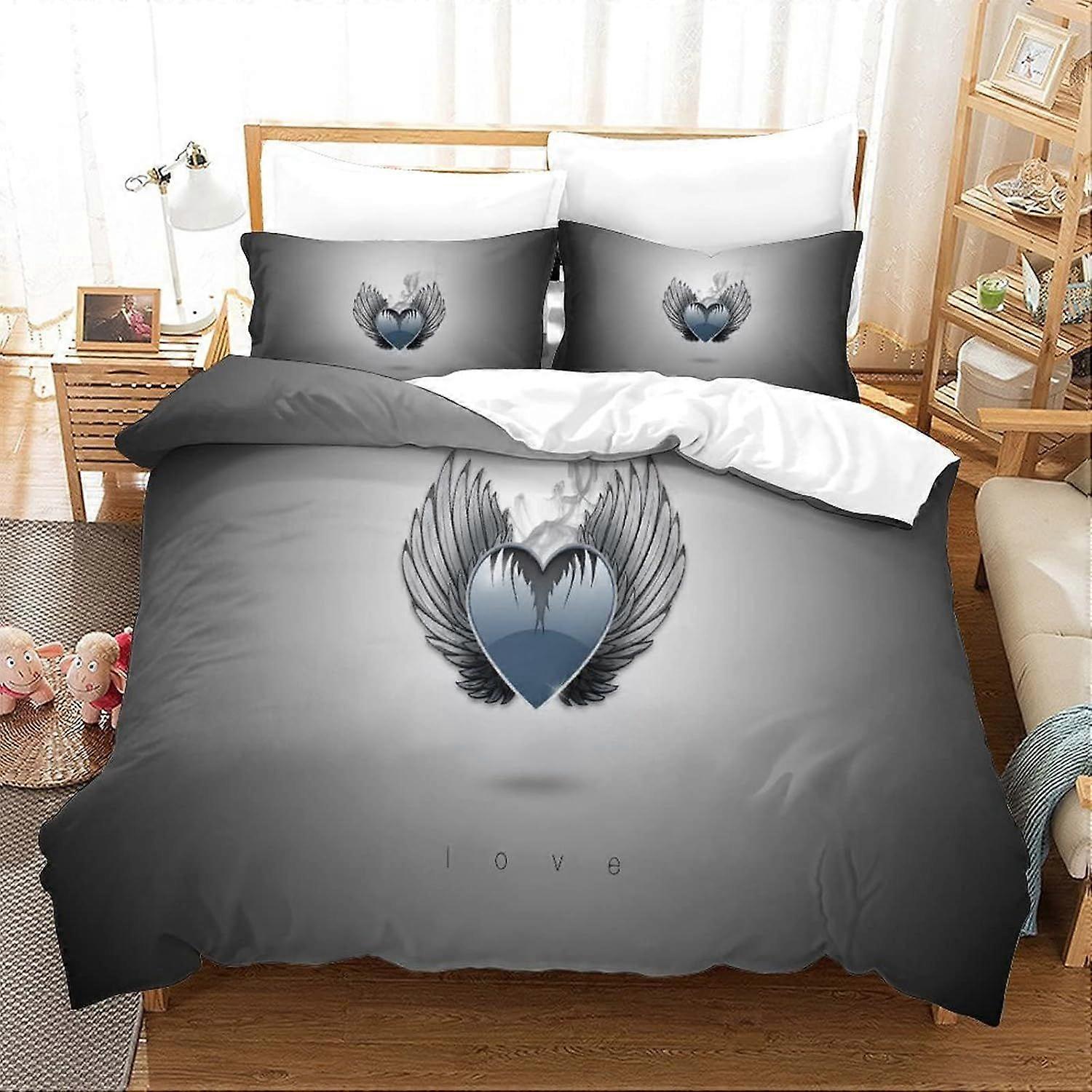 Love Duvet Cover Set Colcha de Cama Amantes Amor E Cuidado Art Cover Set com Shames Soft Microfiber Xmas Bedding Sets com zíper 3PCs Duplo