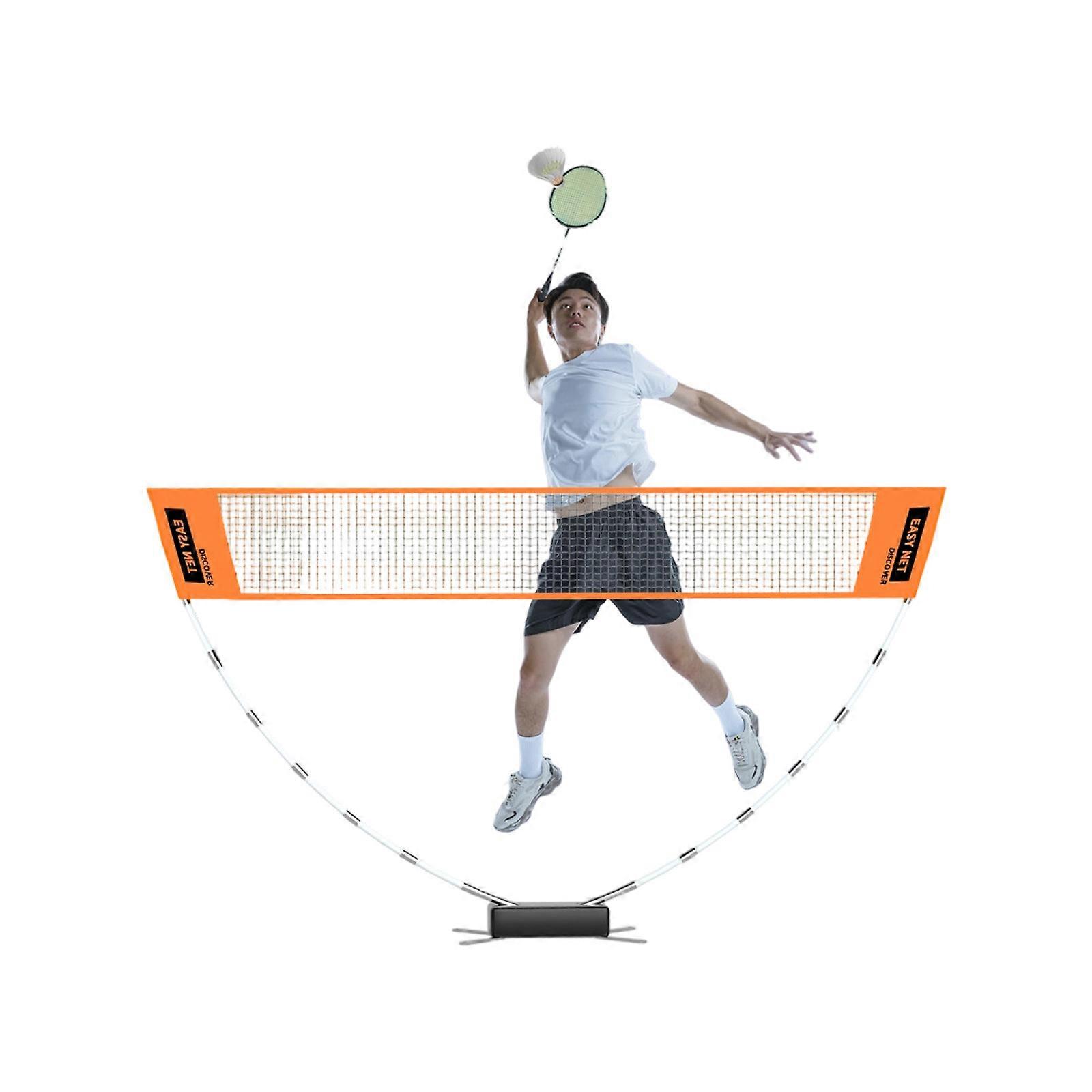 Strong Stainless Steel Badminton Practice Net With Sliding Lock Mechanism Foldable Design For Backyard Gym Park Activity  orange color