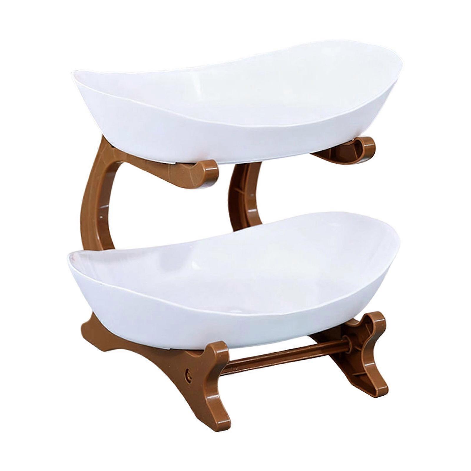 Elegant 2 Tiers Cake Stand With Nonslip Base Practical PP Materials Platter for Parties Dessert Display  white brown
