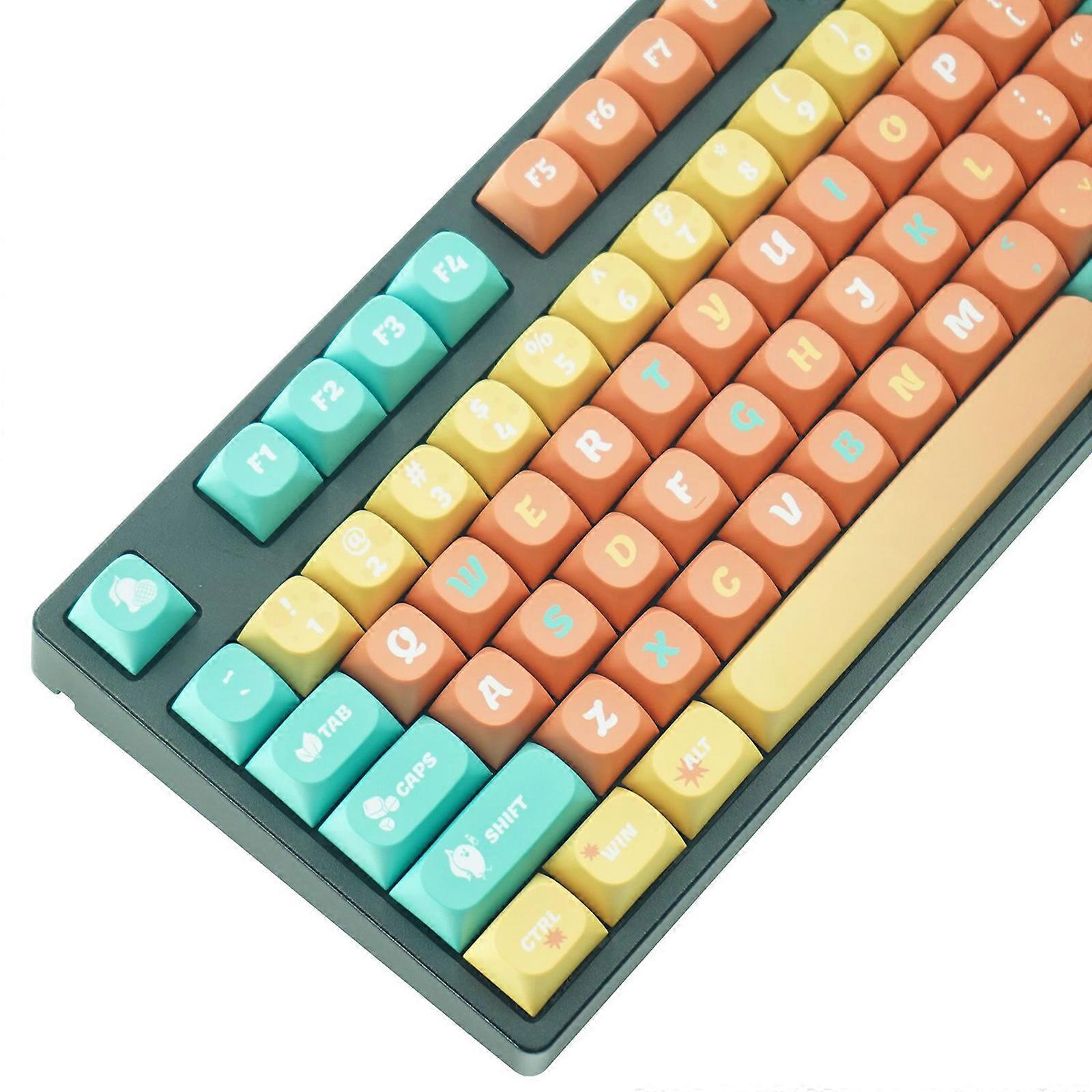 PBT Keycaps Orange Theme 131PCS Keycap Set Heat Sublimated for Mechanical Keyboard Customization Keycaps Set Multicolor