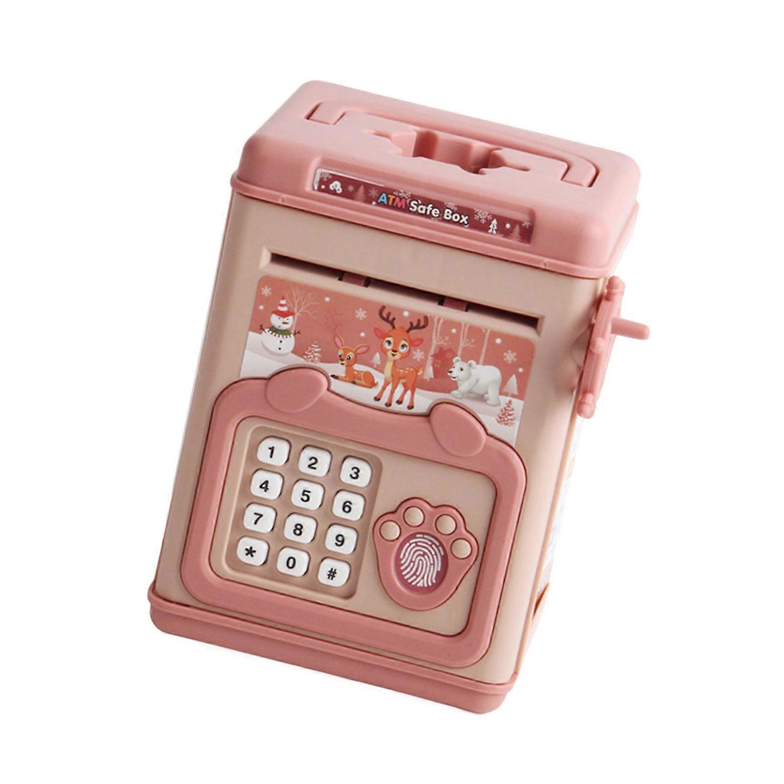 Intelligent Kids Cash Box Advanced Fingerprint and Password Support Savings Box For Secure and Easily Money Management  Pink