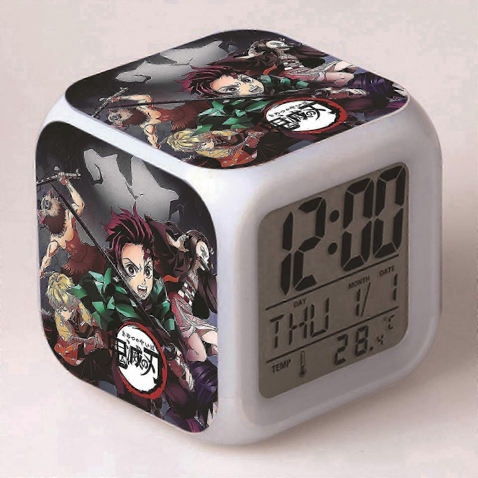 LED Alarm Clock with Demon Slayer Pattern - Compatible with HTNL#485, Glowing Digital Desk Clock for Kids & Adults, Colorful Gift