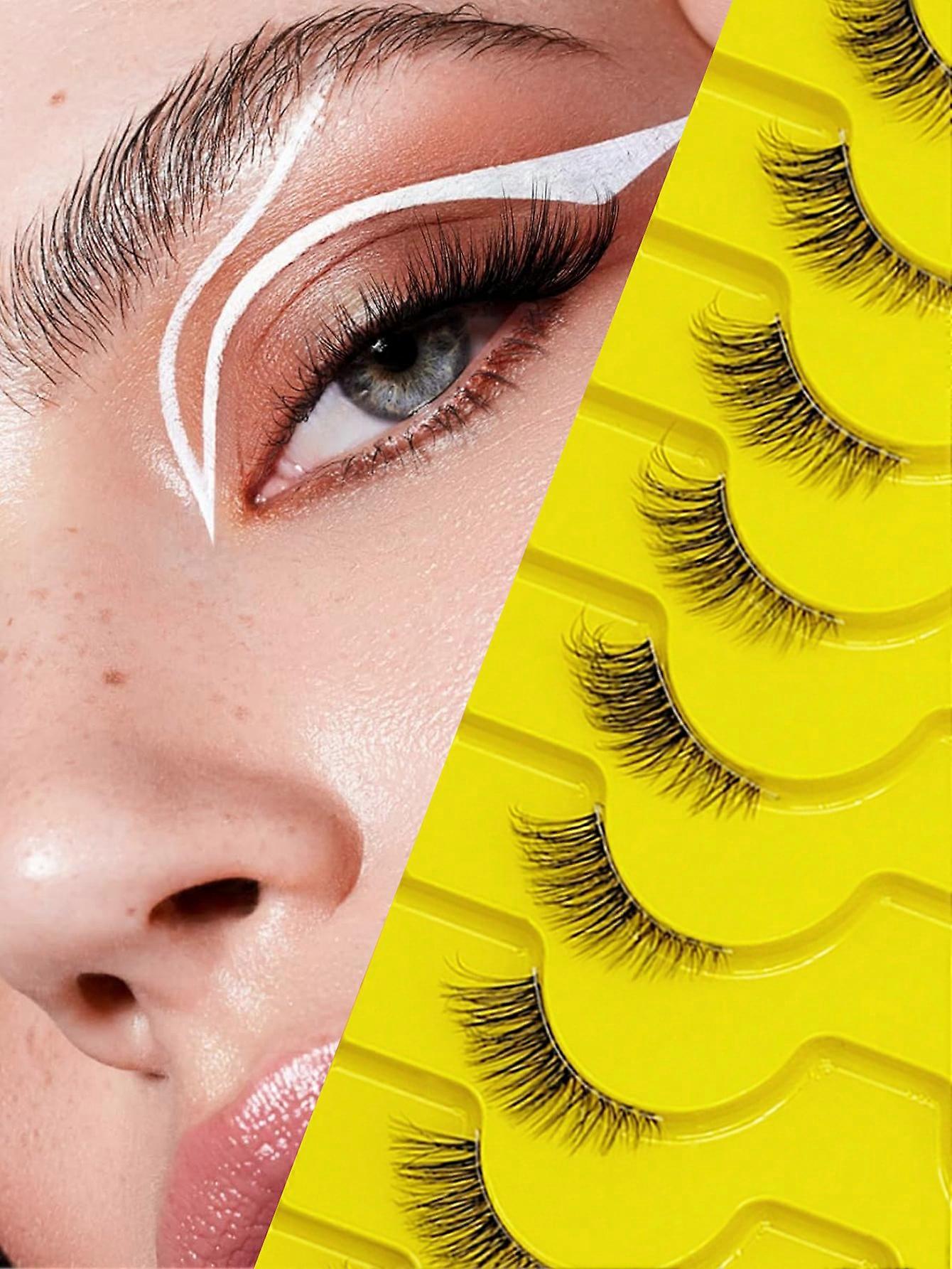 10 pairs of large capacity strip eyelashes, 3-5-9mm mixed length fox eye lashes, D curl slim artificial mink eyelashes, natural