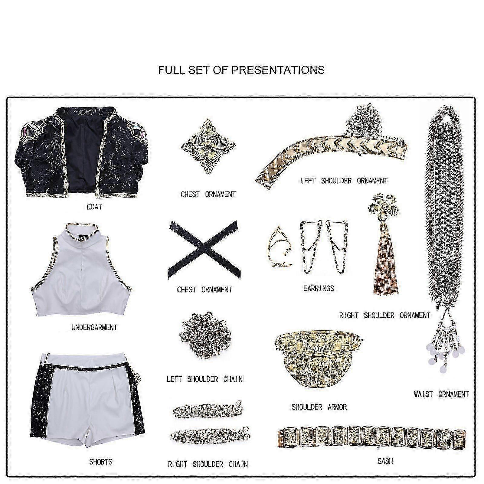 Kpop 恶魔猎手 Rumi Cosplay 服装套装万圣节派对女式化装黑色_c