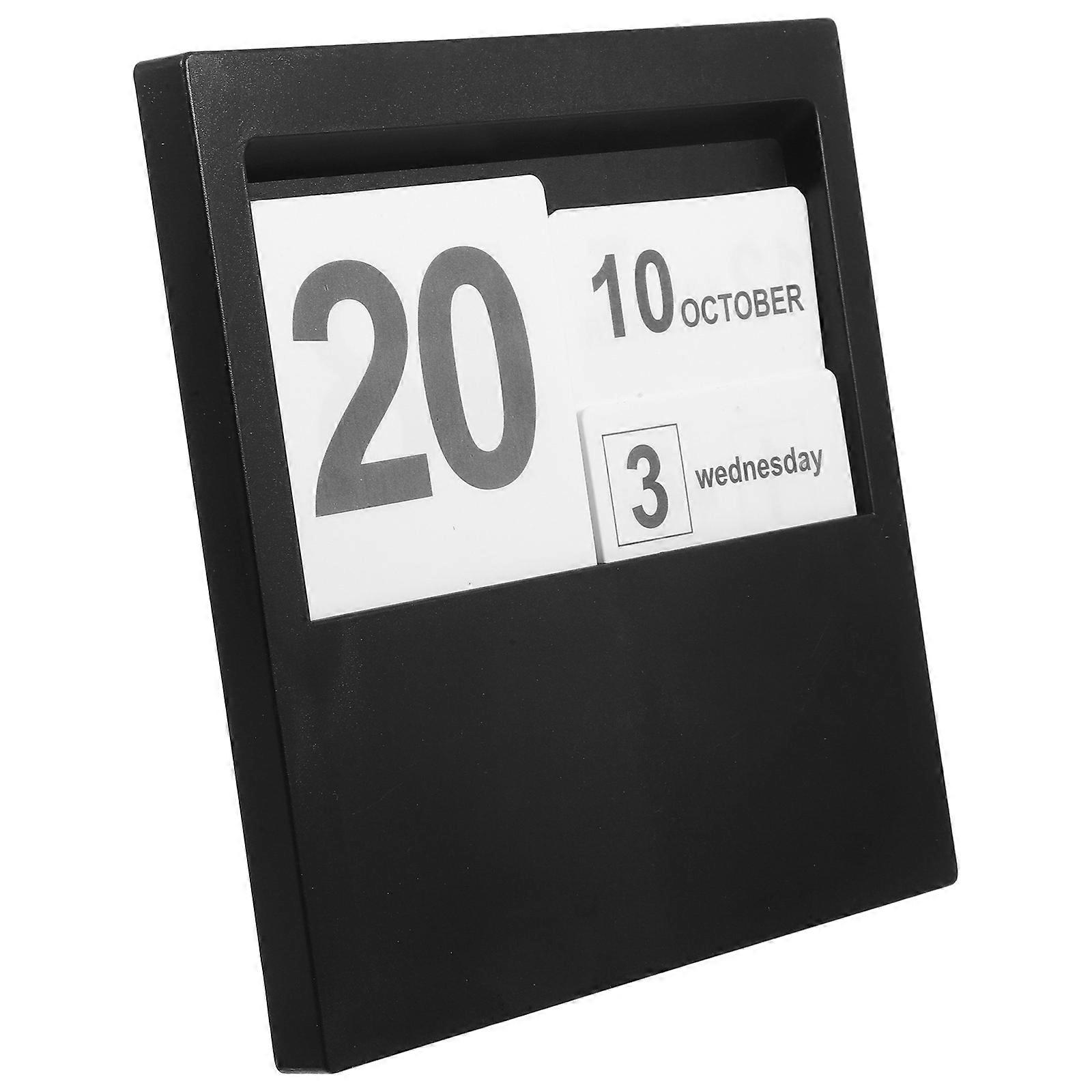 Black Wooden Calendar Blocks Decorative Block Calendar for Office