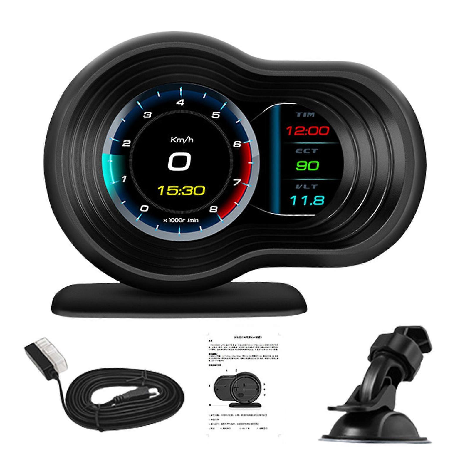 LCD Car HUD Device Dashboard Projector Provide Vehicle Information Simple Installation Great for Highway & City Driving Multicolor