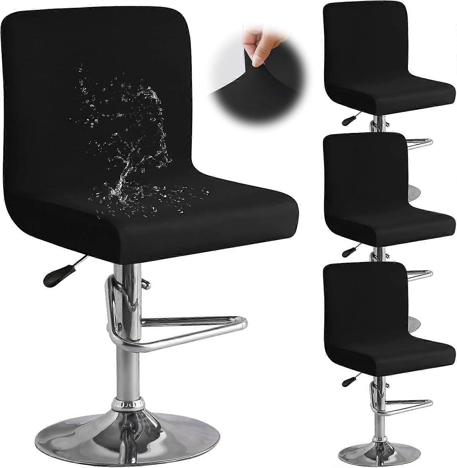 4-Piece Stretchable Bar Stool Cover Set for High Dining Chairs - Black
