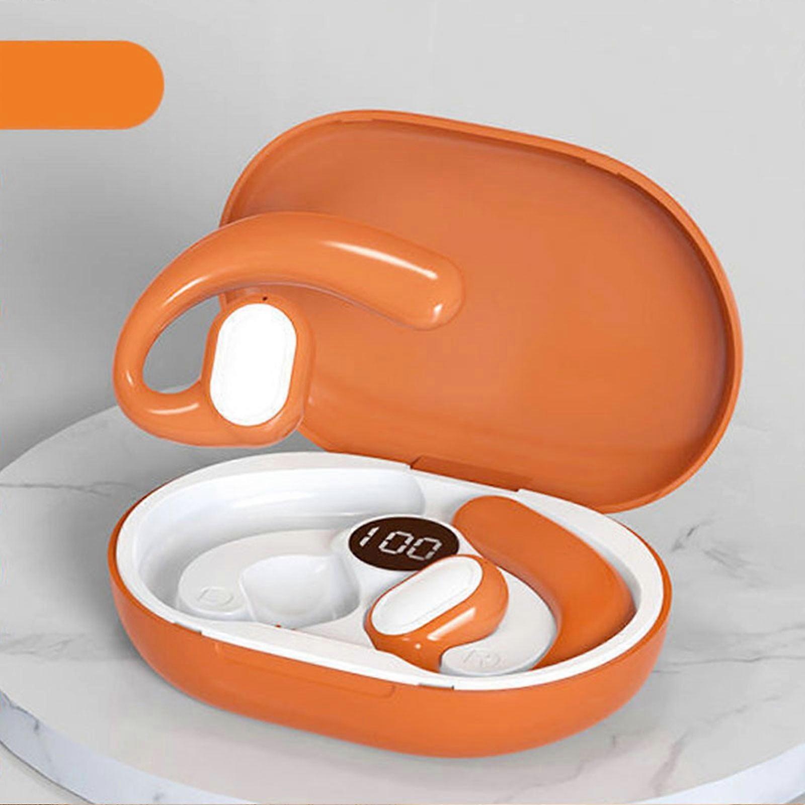 Avtoify Bluetooth Headphones w/ LED Display, 5.3 Chip, HIFI Stereo, Noise Reduction, Low Latency, Orange