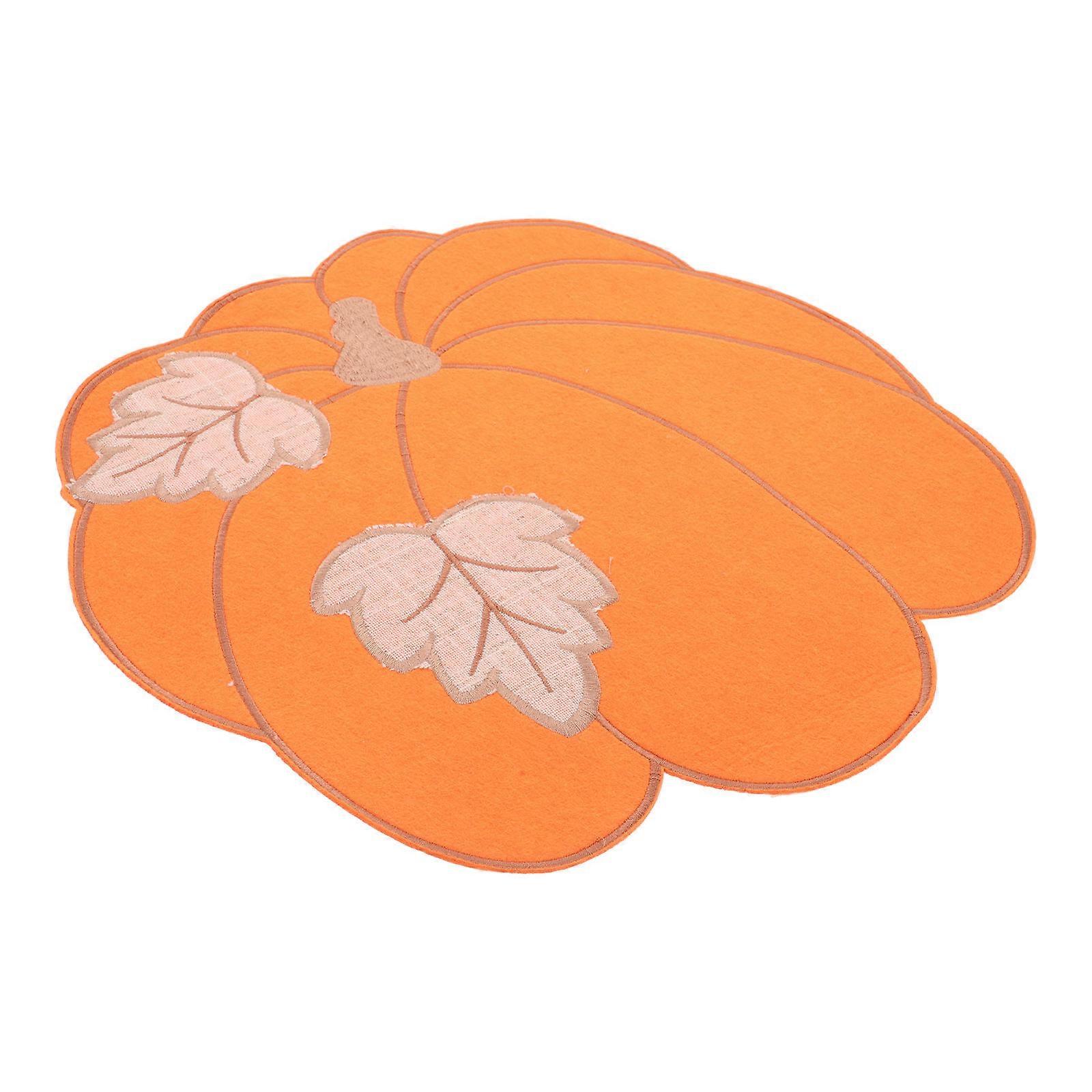 Embroidered Pumpkin Table Mat Halloween Placemat for Autumn Table