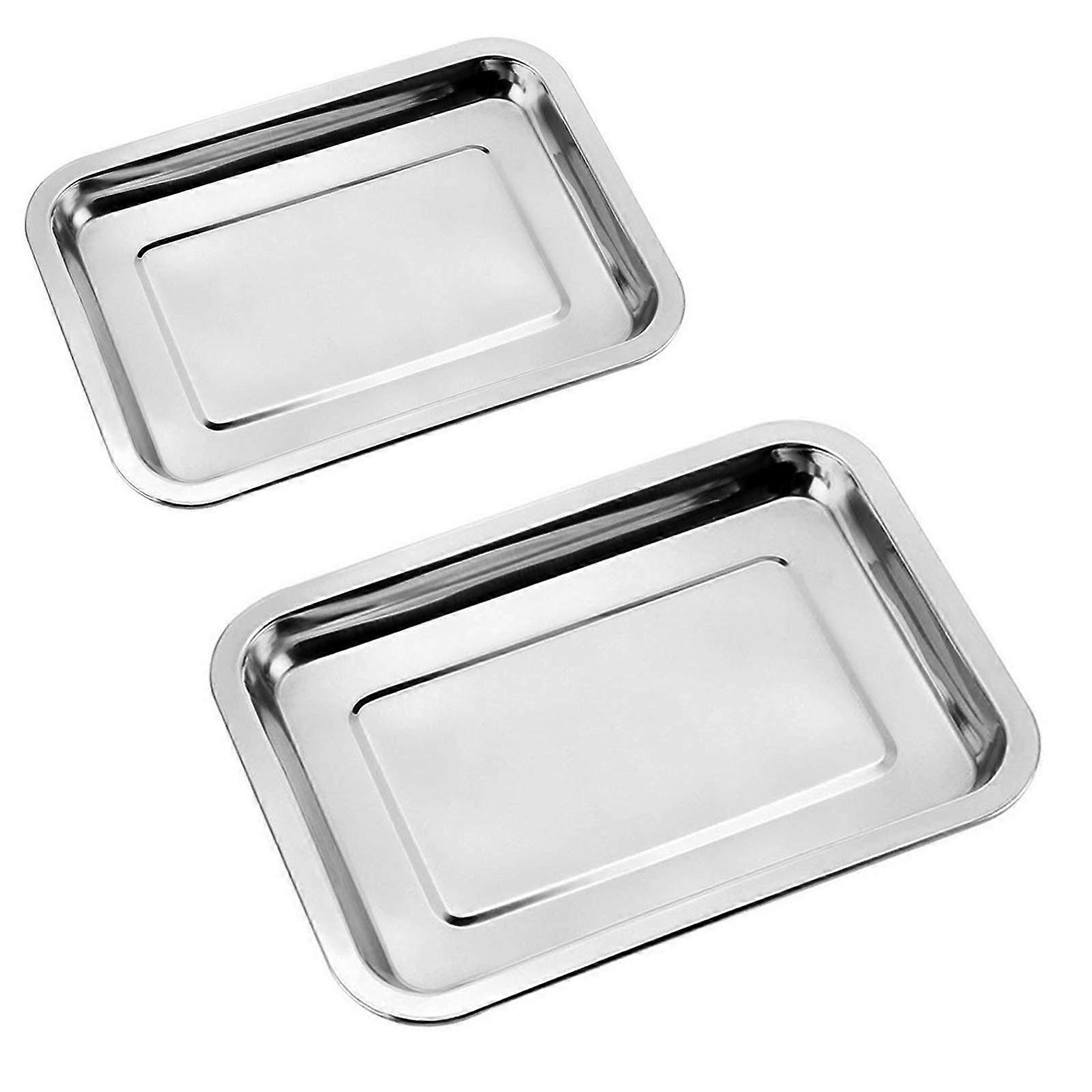 Stainless Steel Baking Tray Set of 2 Rectangular Oven Sheets for Cookies Bread Home Use