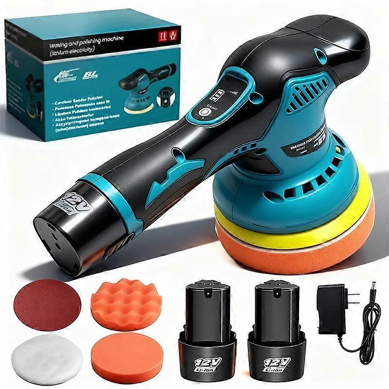[Black Friday]Cordless Car Buffer Polisher, 6 In Mini Buffer Polisher Kit with 2 Pack 12V Rechargeable Batteries,8 Variable Speed 5500RPM Or