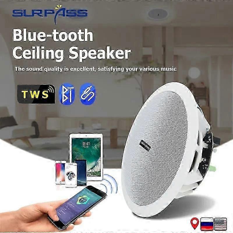 Waterproof Bluetooth Ceiling Speaker with Built-in Digital Amplifier 10W 6 Inch_lhh