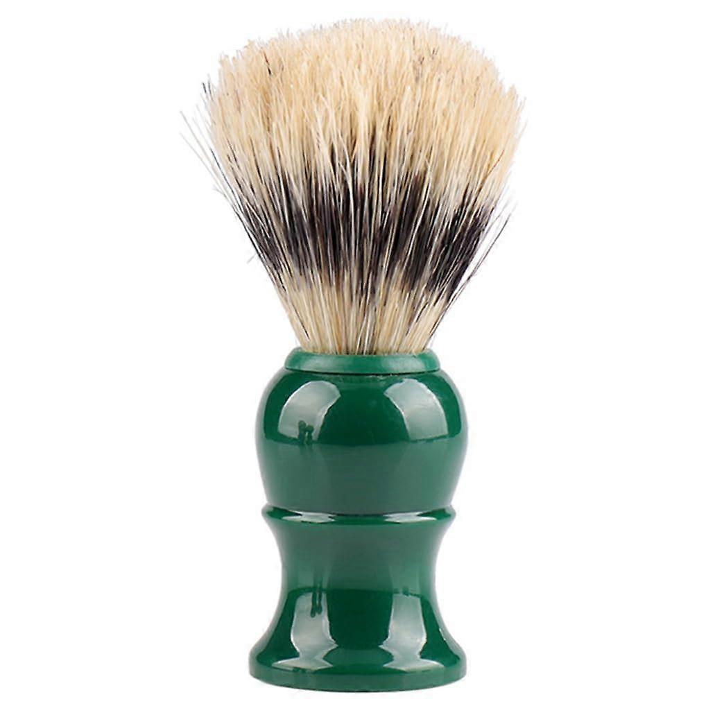 Soft Bristle Shaving Brush for Men with Comfortable Handle Green Neck Duster for Rich Foam