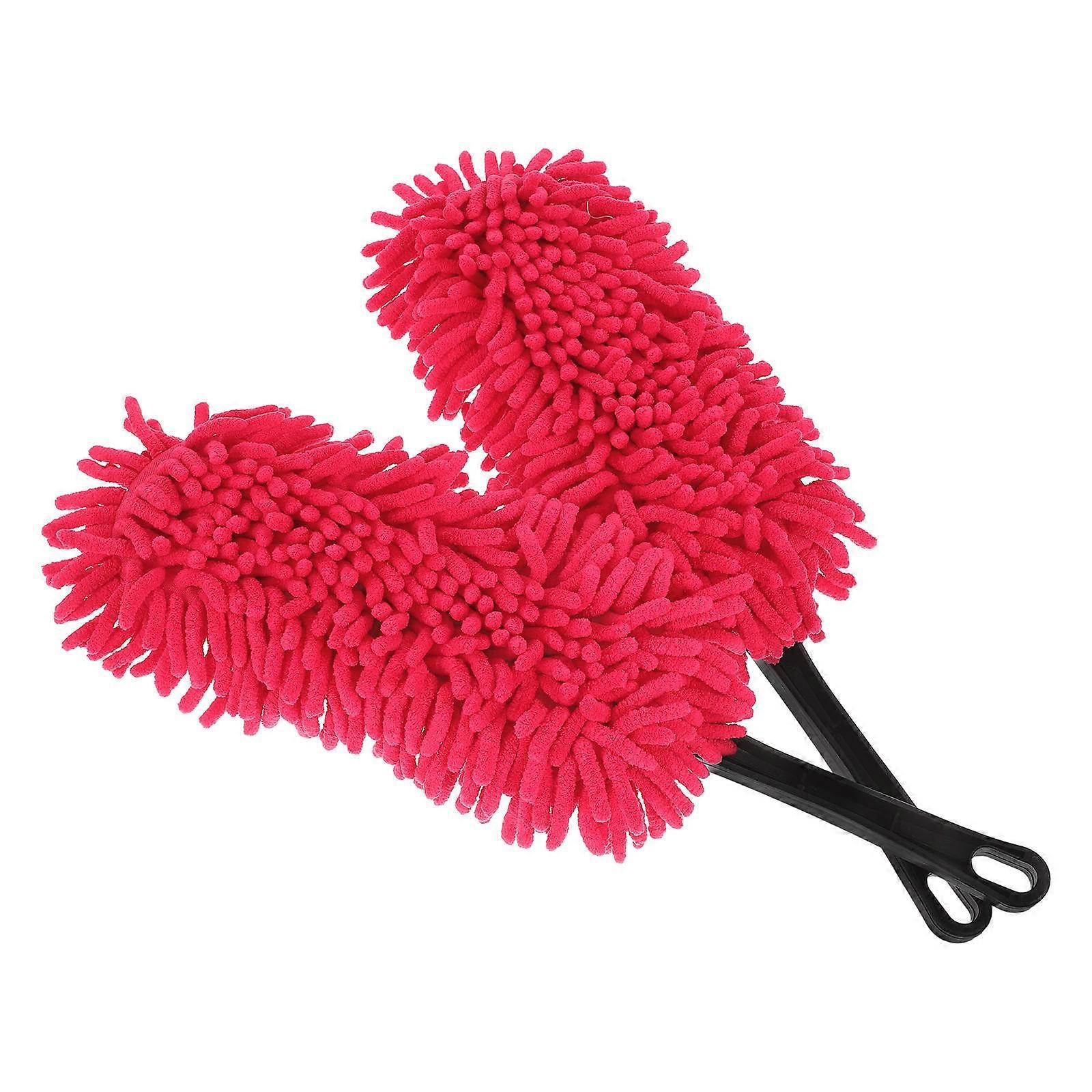 Red Chenille Car Dust Duster for Cleaning with 2Pcs Handheld Tools
