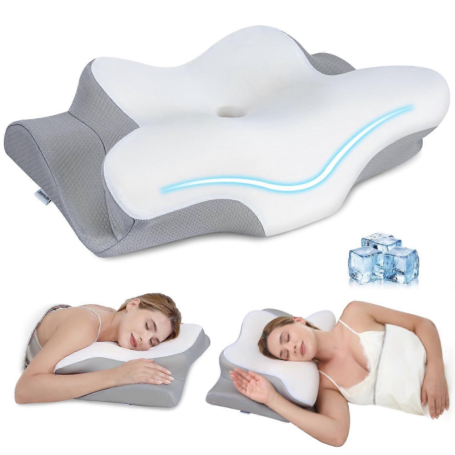 Cervical Pillow Memory Foam for Neck Pain Relief with Ergonomic Contour Support and Cooling Cover