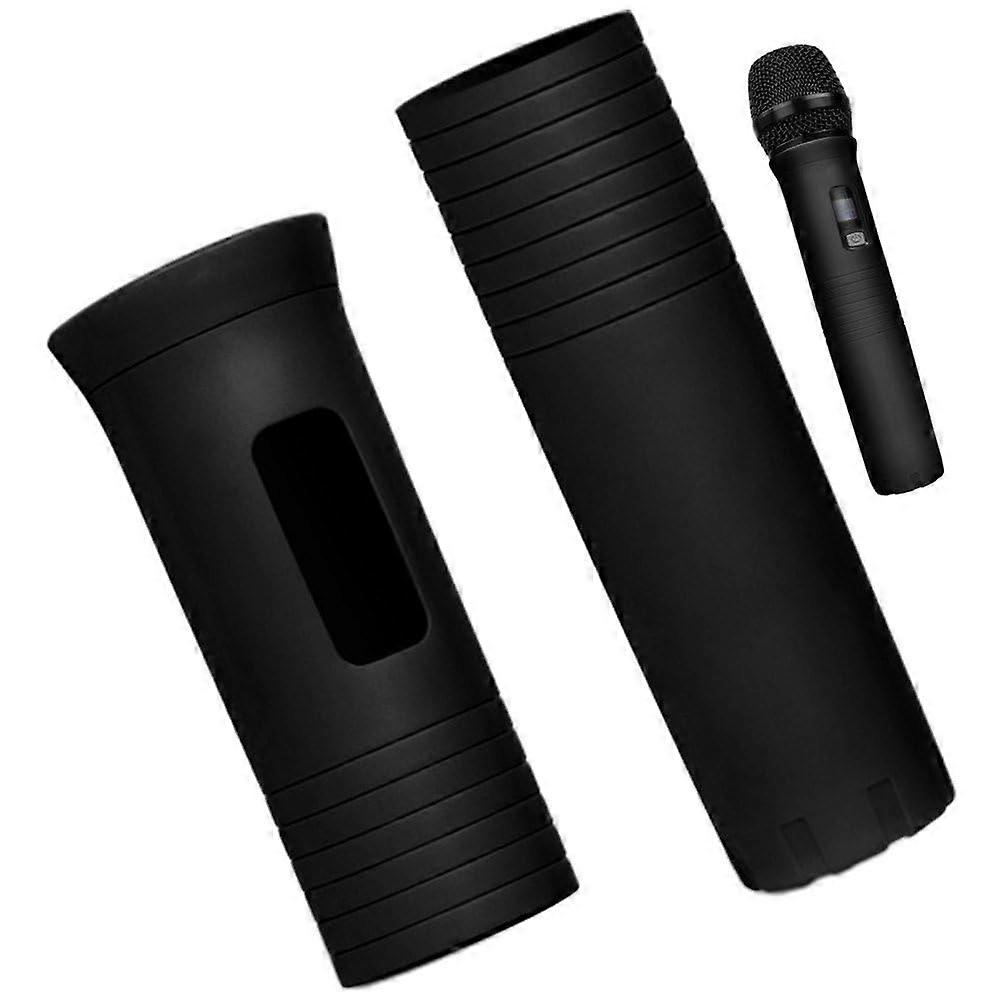 Wireless Microphone Cover with NonSlip Grip Silicone Handle Sleeve for Handheld Mic Black