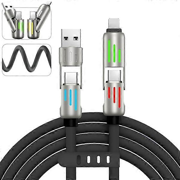 240W 4-in-1 USB-C Cable - PD Fast Charging Black (compatible with iPhone/compatible with Samsung) Black 1.5m