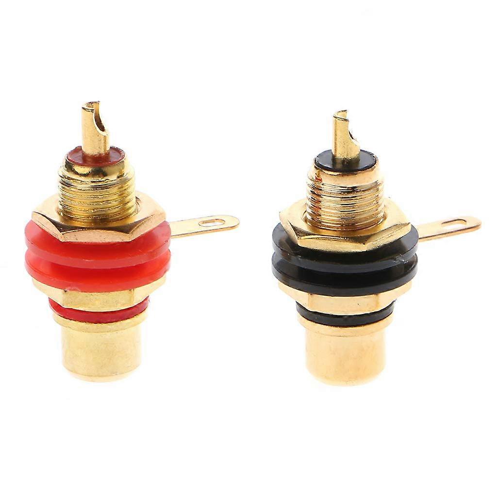 Gold Plated RCA Female Socket Connector Pair for Amplifier Chassis Panel Mount