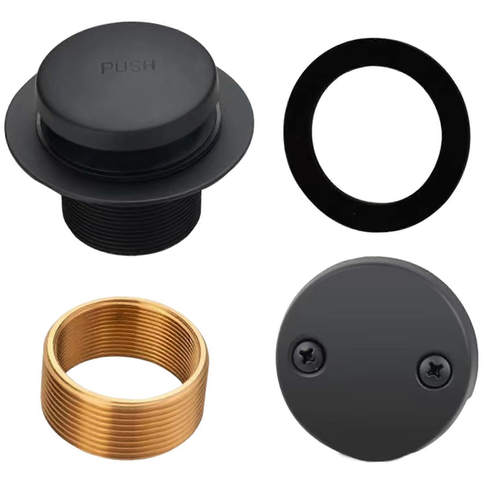 Tub Stopper Bathtub Drain Replacement Tub Overflow Drain Cover TwoHole Faceplate Matte Black Fine/Coarse Thread