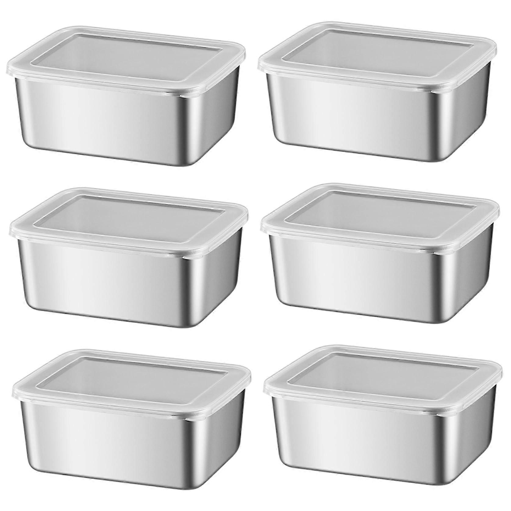 6PCS Stainless Steel Food Storage Containers 600ml with Lids LeakResistant Stackable Lunch Box