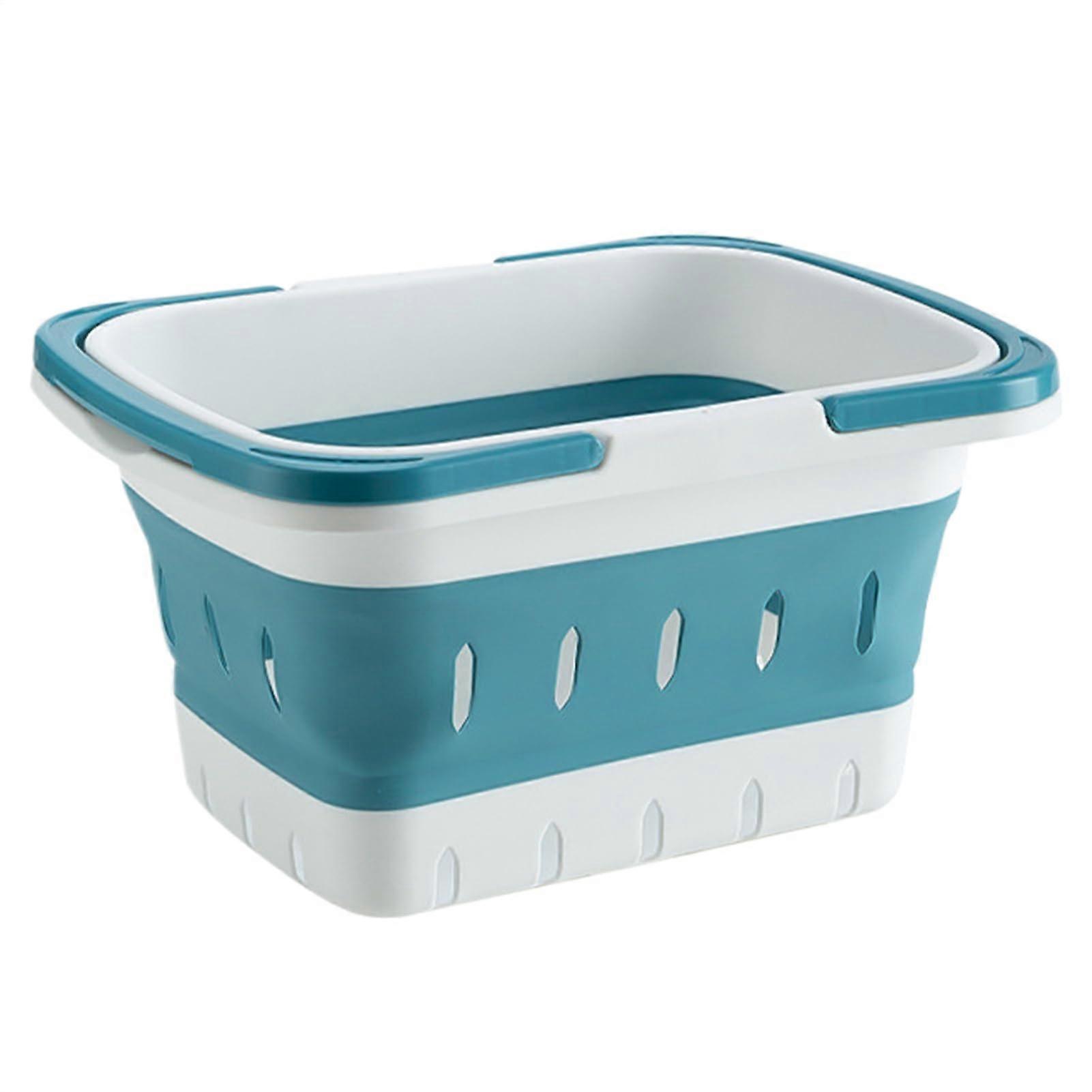 Shower Caddy with Handle Foldable Bath Tote for Dorm Gym RV Camping Durable Bathroom Organizer Blue