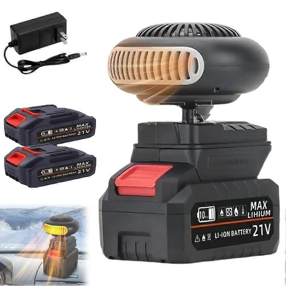 Portable Car Heater Rechargeable Cordless with Rapid 3s Heating 360° Airflow and 2 Batteries