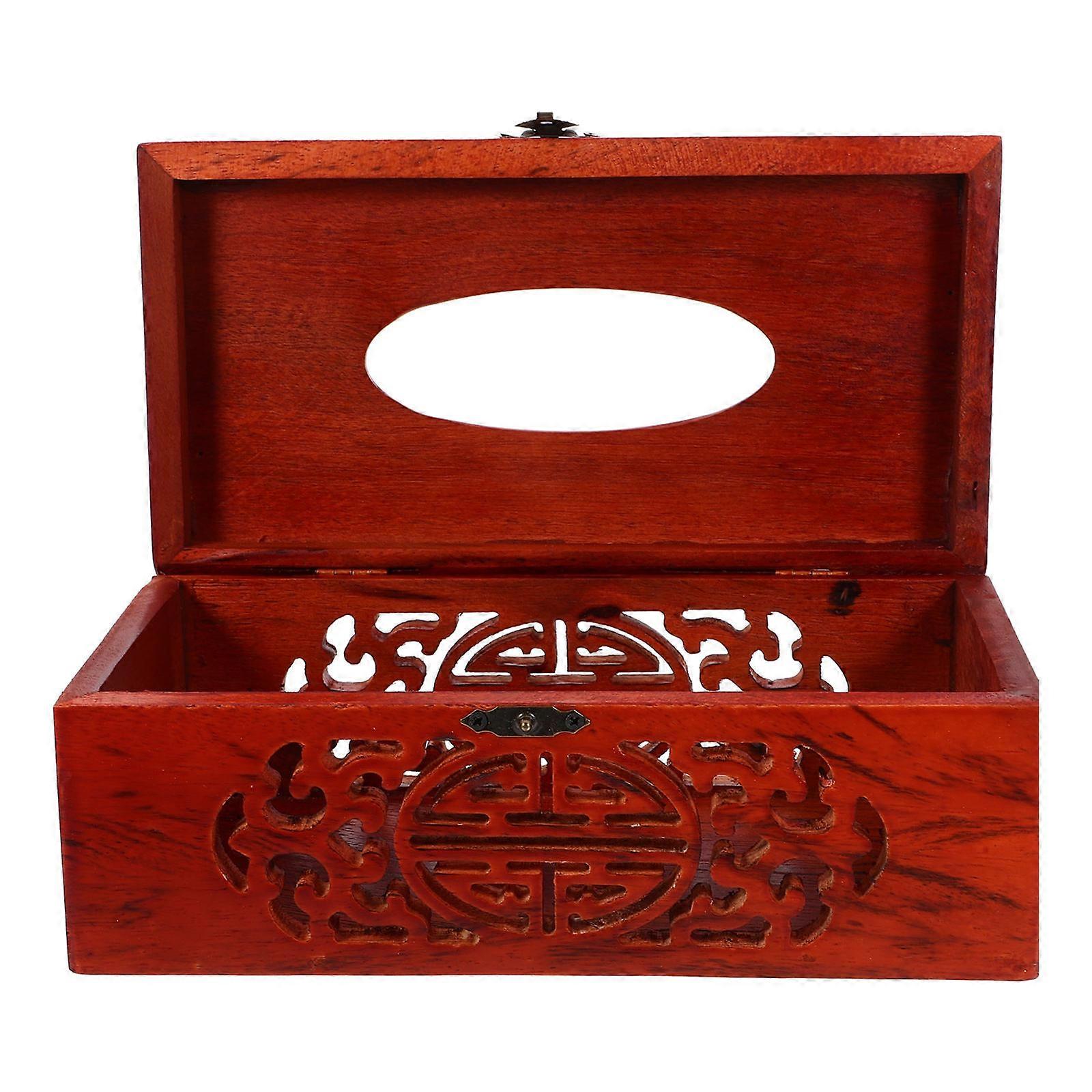 Multifunctional Desktop Tissue Holder For Daily Use Red Wood 1Set