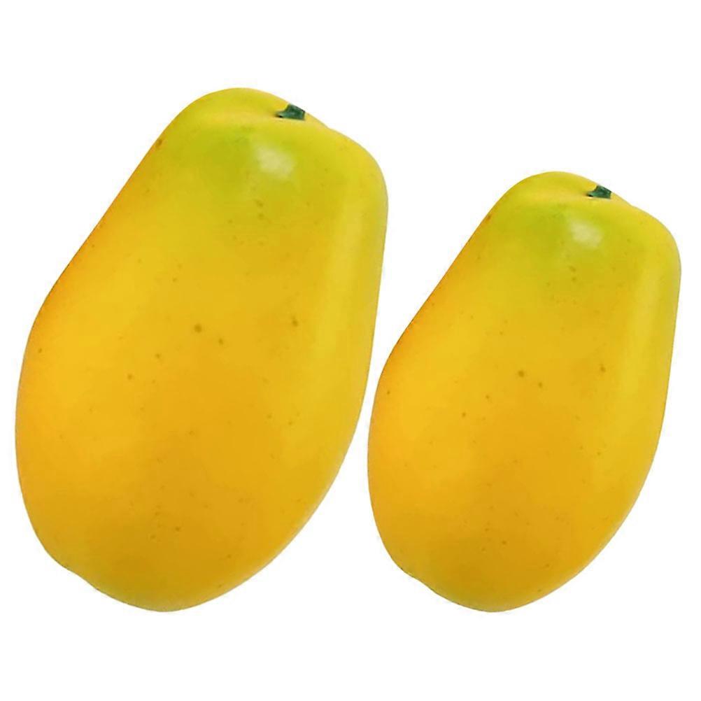 Simulation Pawpaw Ornament Artificial Fruit Models for Decor 2Pcs Yellow Foam