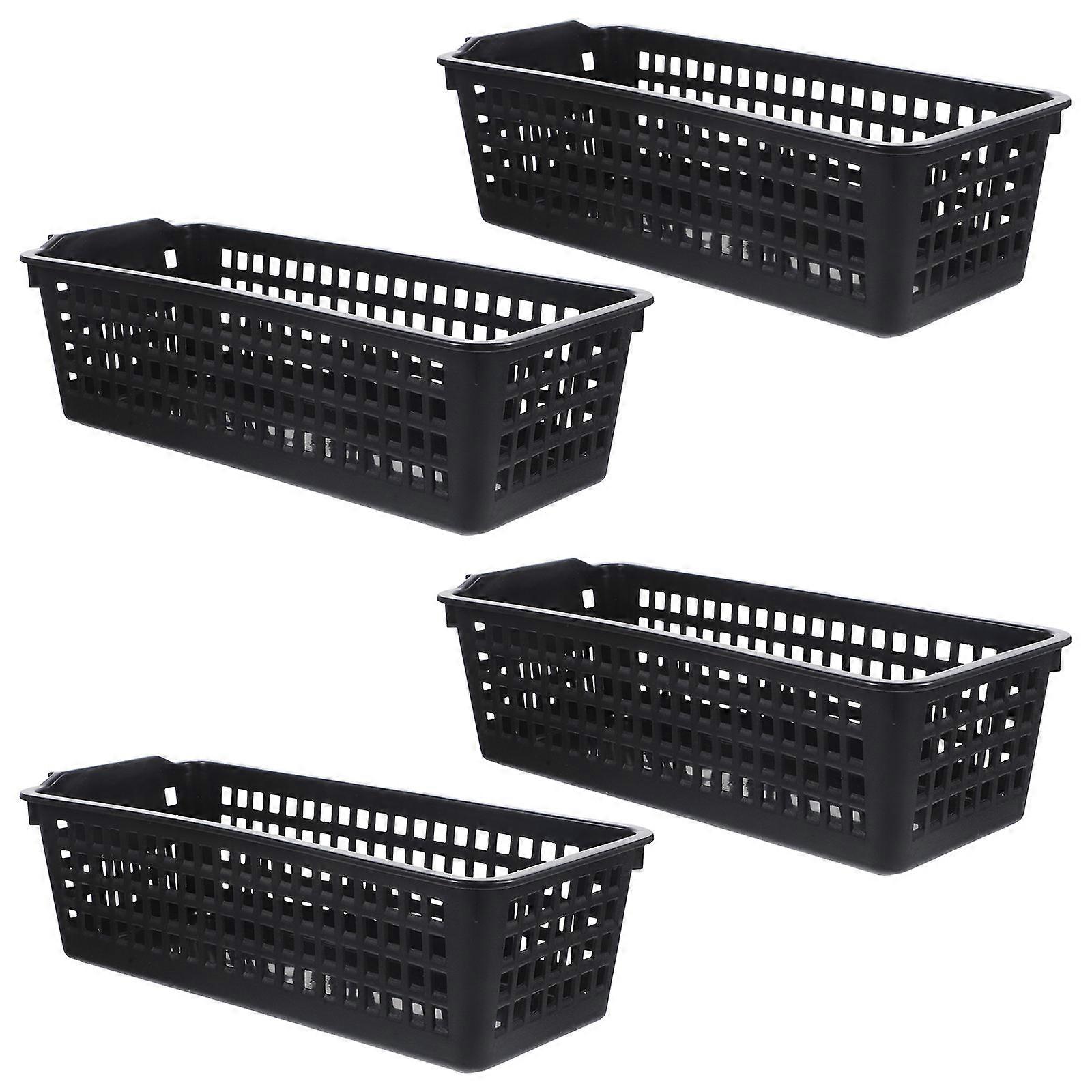 Plastic Storage Basket for Storage 4Pcs Black Kitchen and Bathroom Organizer