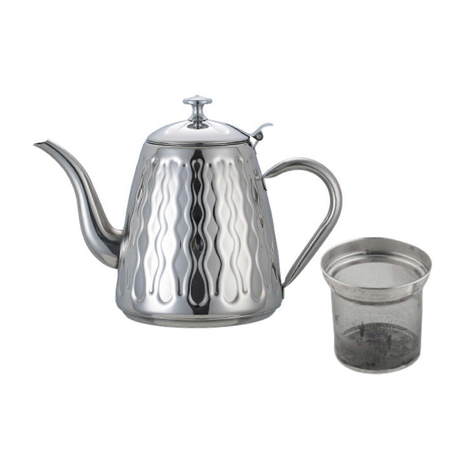 Stainless Steel Teapot 1.8L with Removable Infuser, Large Capacity, Silver RustResistant Finish