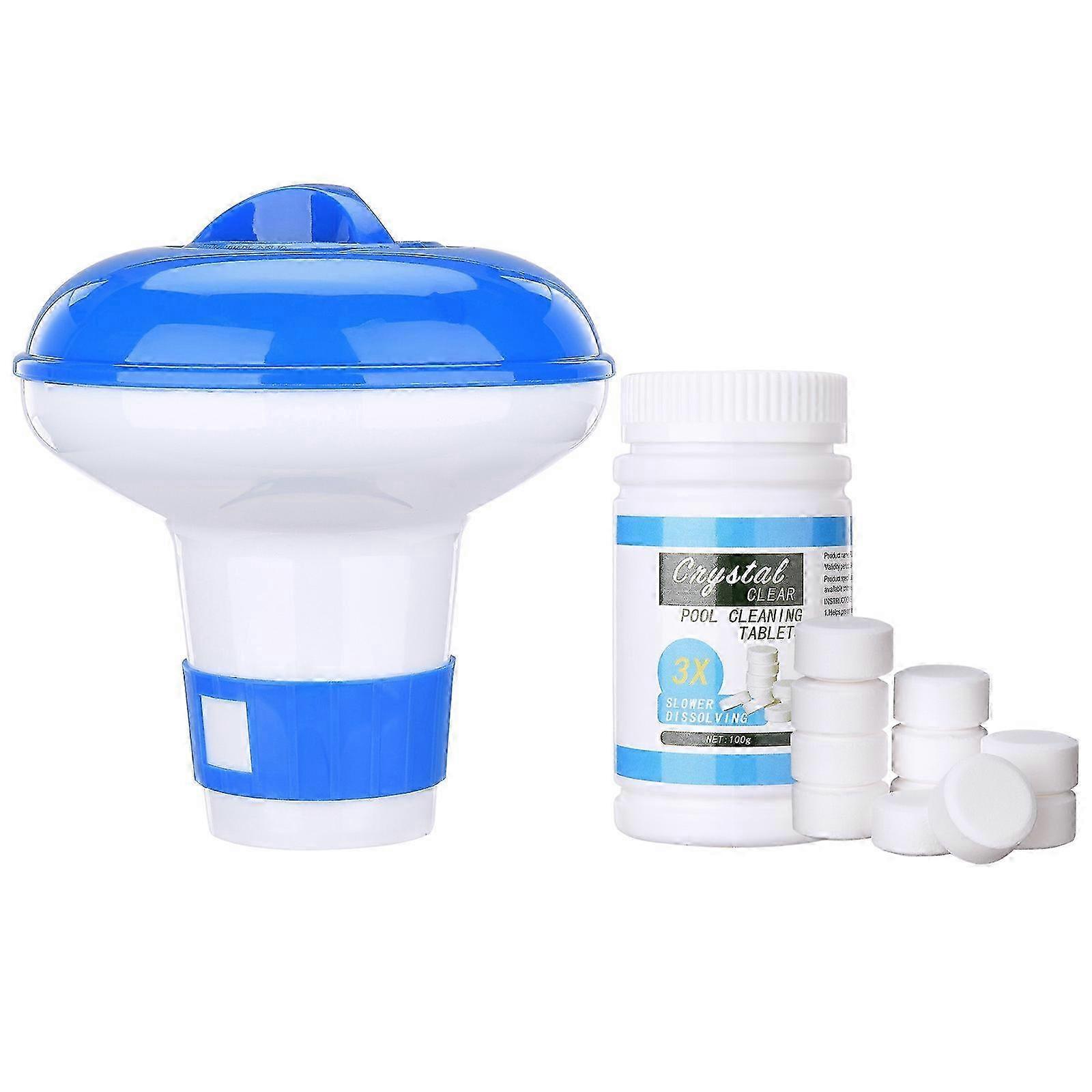 26-27 Effervescent Cleaning Tablets & Auto Floating Dispenser for Pools