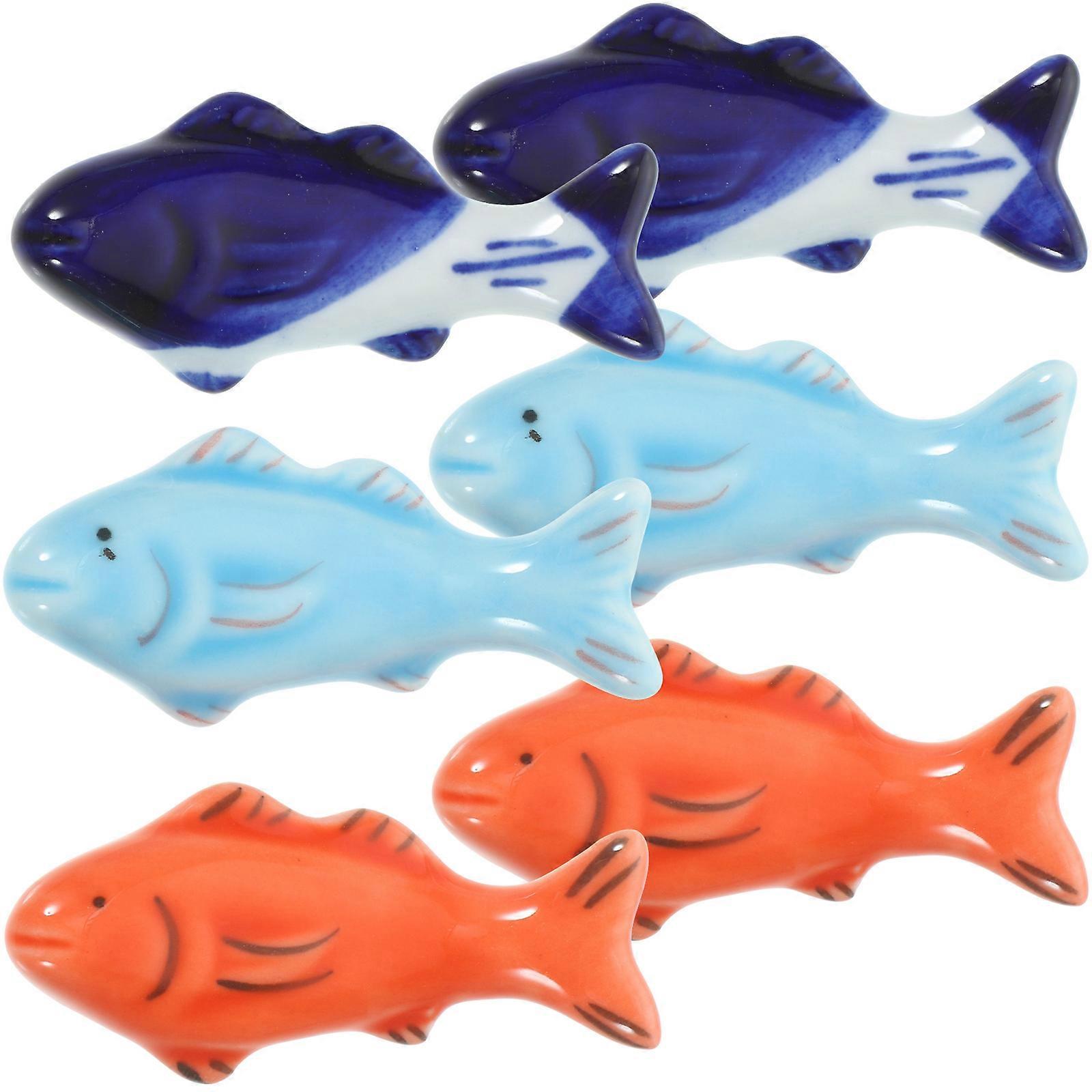 Fish Chopstick Holder for Holding Chopsticks 12Pcs Ceramic Painted Rack Set