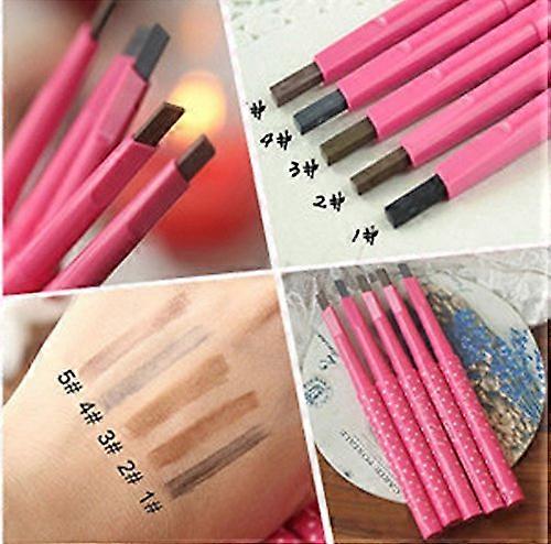 Waterproof Retractable Eyebrow Pencil Black with Long Lasting Precise Tip Pink Case