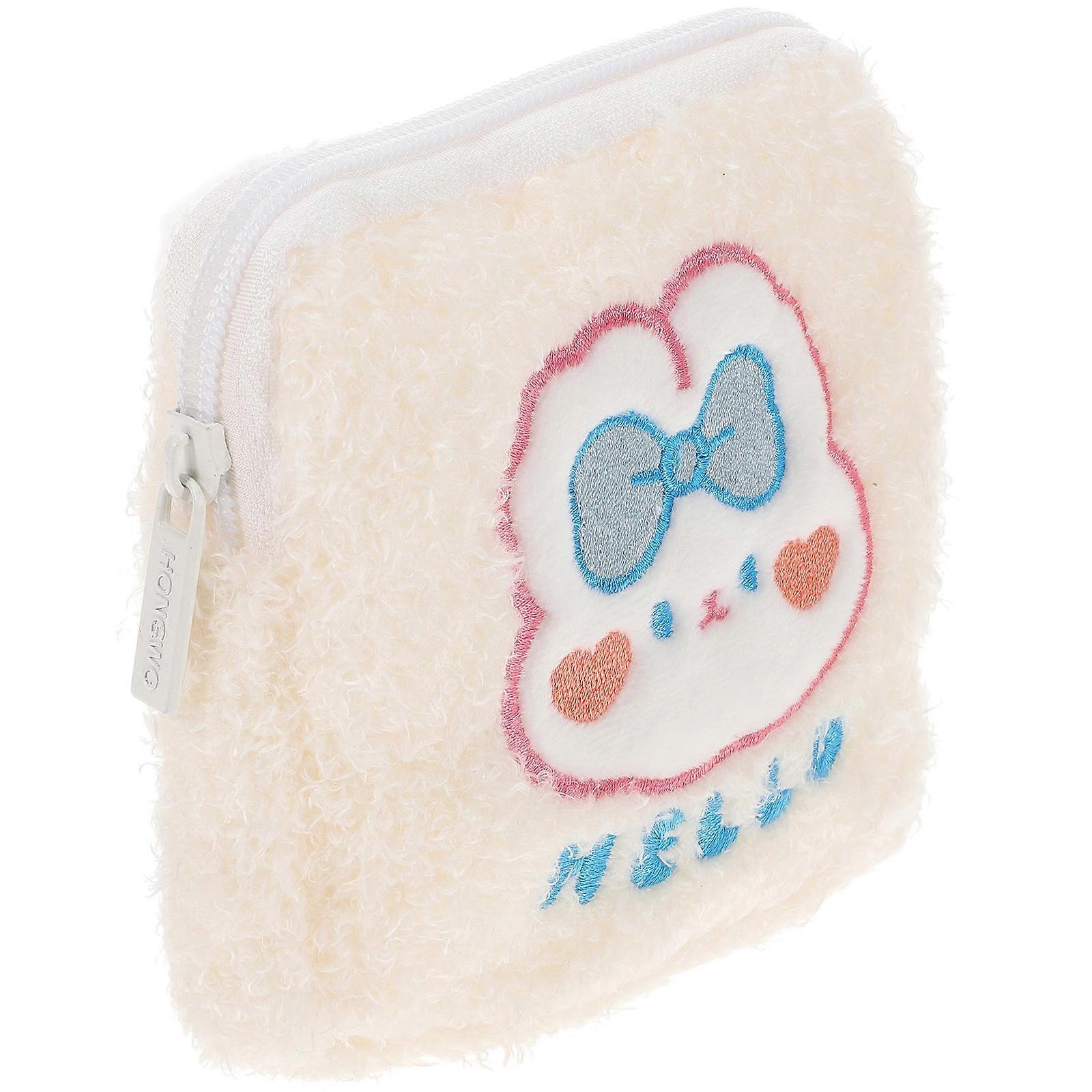 Sanitary Napkin Bag Plush Period Pouch Durable Multi-Function Small Bag