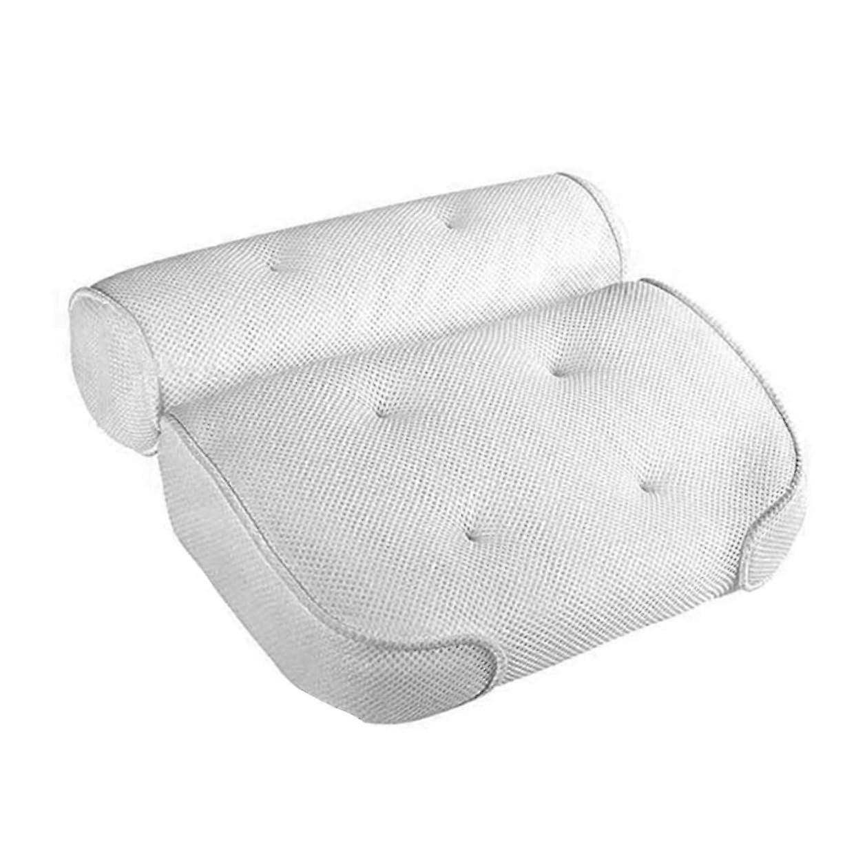 Bath Pillow with Suction Cups Ergonomic Neck and Back Support Breathable Mesh QuickDry Spa Use