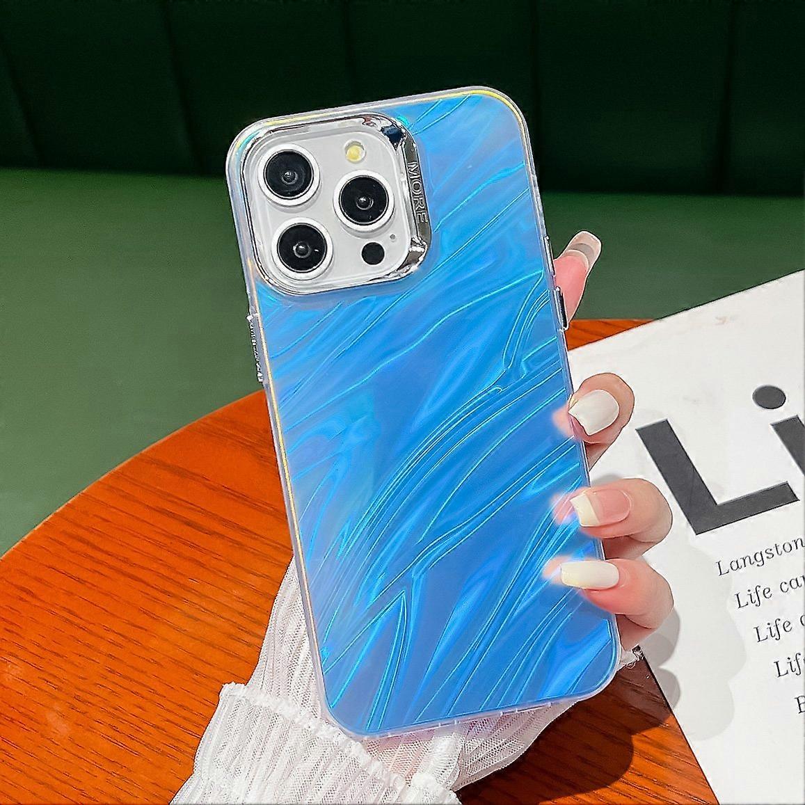 For iPhone 16 Pro Case Silicone+PC IMD Laser Texture Matte Phone Cover