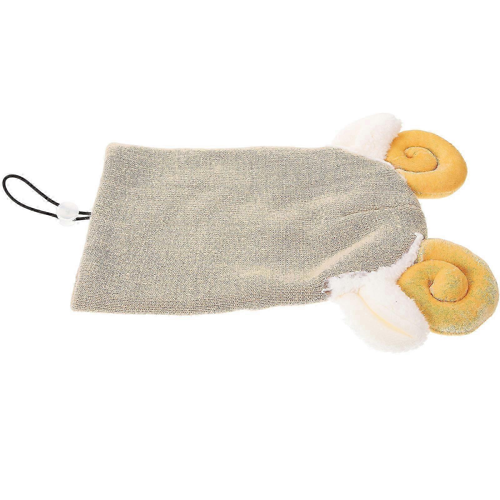 Khaki Woolen Yarn Ski Cover Cartoon Design Practical Cover