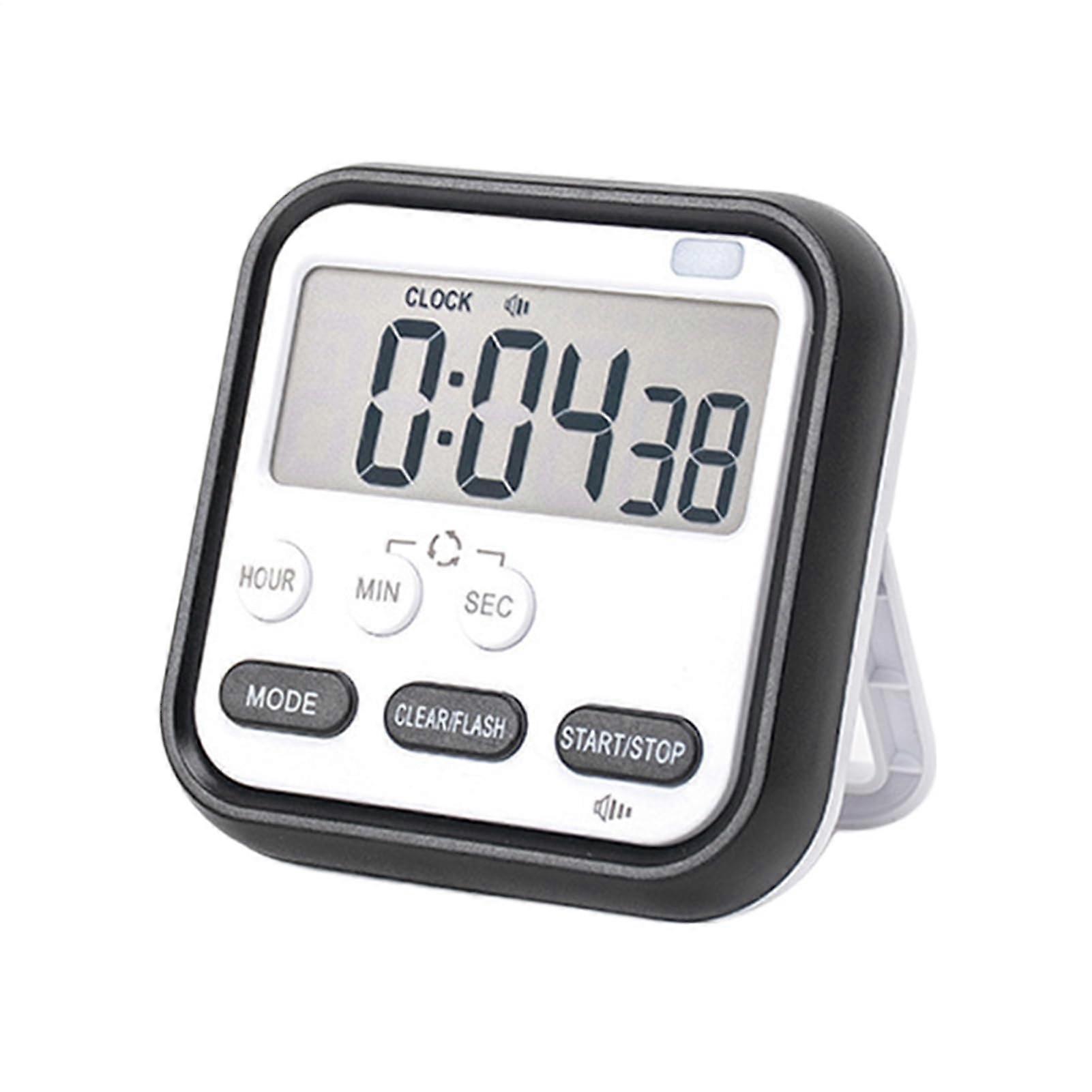 Kitchen Timer with Silent Operation and Digital Alarm Clock for Cooking Study Workout Black